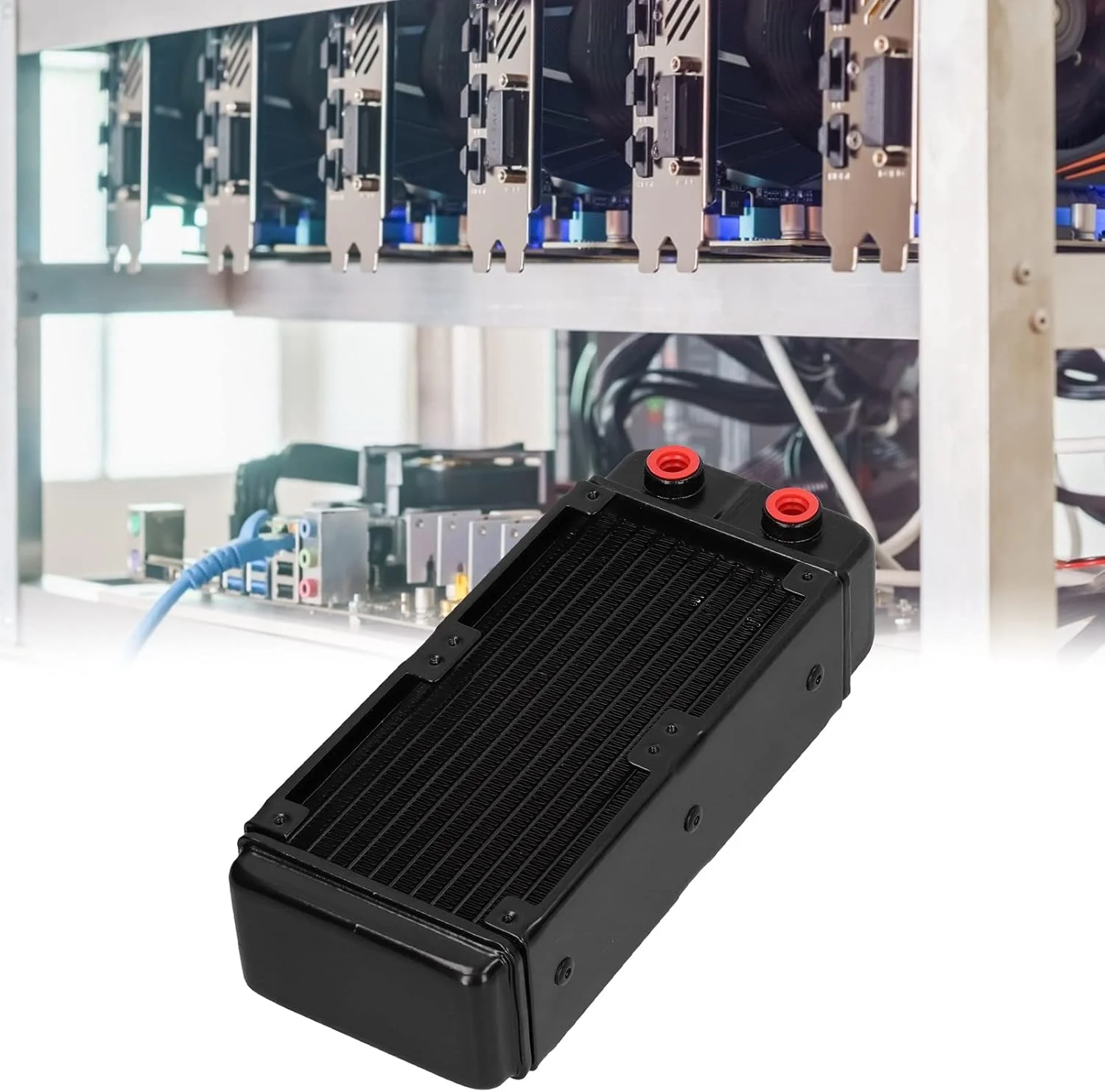 خنک کننده آبی GOWENIC، مینی آلیاژ آلومینیوم 12 لوله، رزوه مادگی، سیستم ردیفی خنک کننده مایع تبادل حرارت دفع حرارت سریع، برای کامپیوتر CPU PC