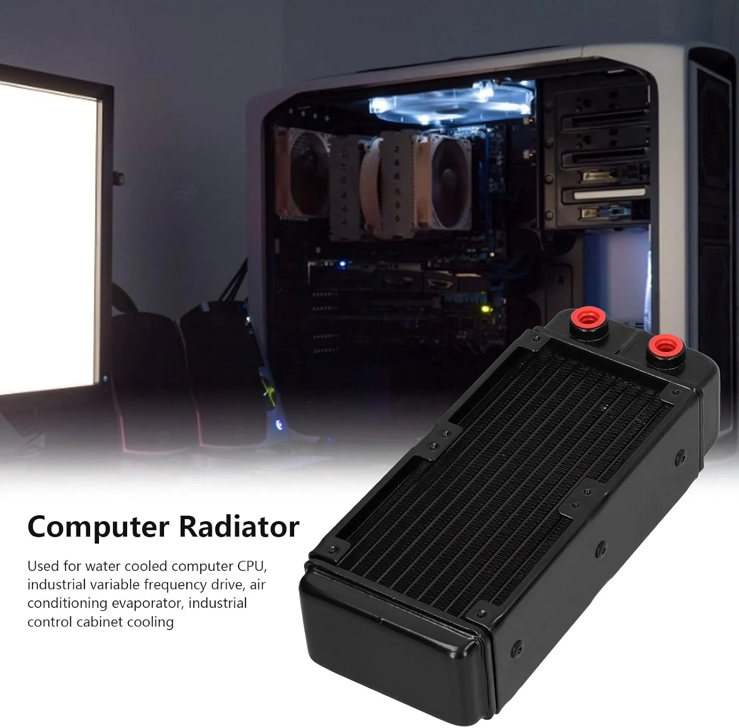 خنک کننده آبی GOWENIC، مینی آلیاژ آلومینیوم 12 لوله، رزوه مادگی، سیستم ردیفی خنک کننده مایع تبادل حرارت دفع حرارت سریع، برای کامپیوتر CPU PC