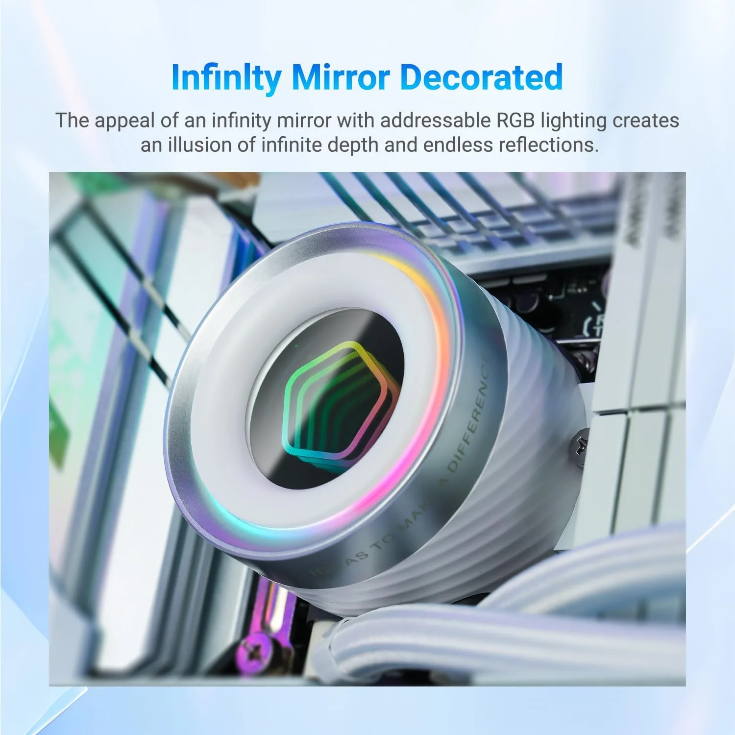 خنک کننده مایع پردازنده ID-COOLING FX360 INF سفید 360mm، خنک کننده AIO با جلوه آینه بی نهایت ARGB، 3 عدد فن 120mm با اتصال زنجیره ای و عملکرد کم صدا 27.2dB(A) حداکثر، Intel LGA1851/1700/1200/115X; AMD AM5/AM4