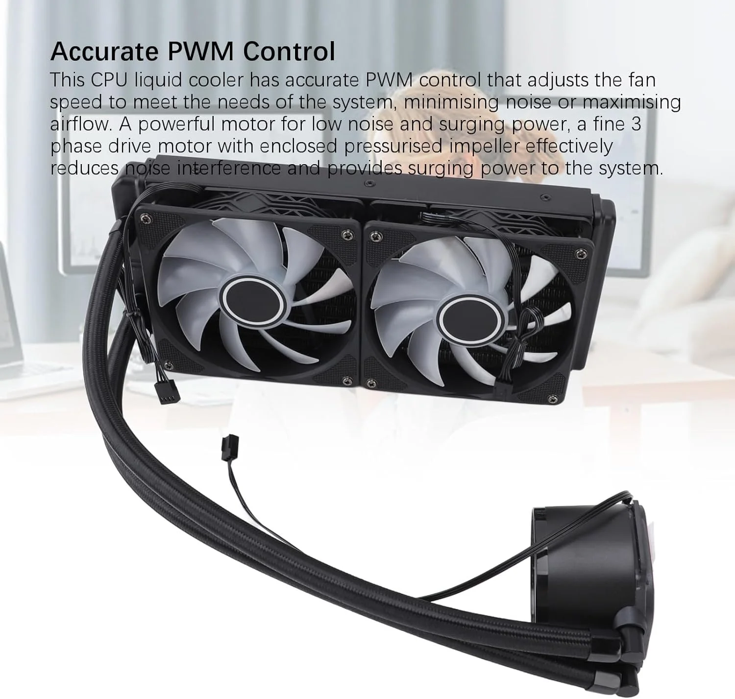 خنک کننده مایع پردازنده GOWENIC ARGB، خنک کننده آبی پردازنده AIO 240 میلی متری با فن دوگانه 120 میلی متری PWM، سیستم خنک کننده مایع RGB آدرس پذیر 3 پین PWM برای AM4، AM5، برای 1150، 1151، 1155، 1156