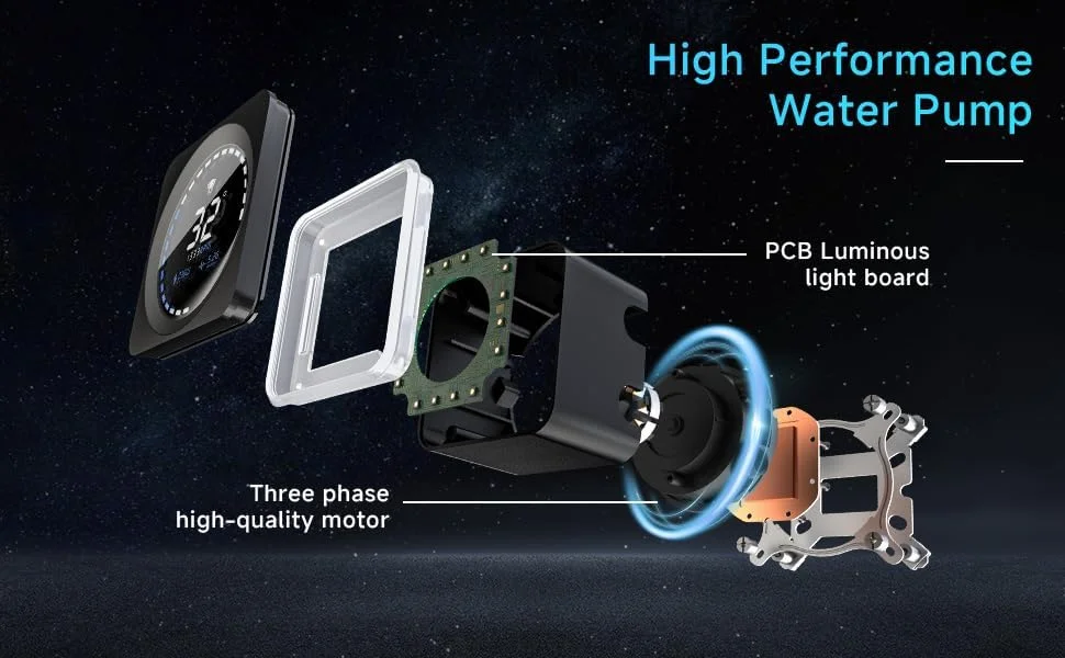 خنک کننده مایع پردازنده جنگل لئوپارد Astroshel 240 V2G ARGB 240mm، کنترل دمای هوشمند، نمایشگر زمان واقعی، توان حرارتی 300 وات، مناسب برای AMD AM4/AM5 و Intel LGA 115X/1200/1700 (سفید)