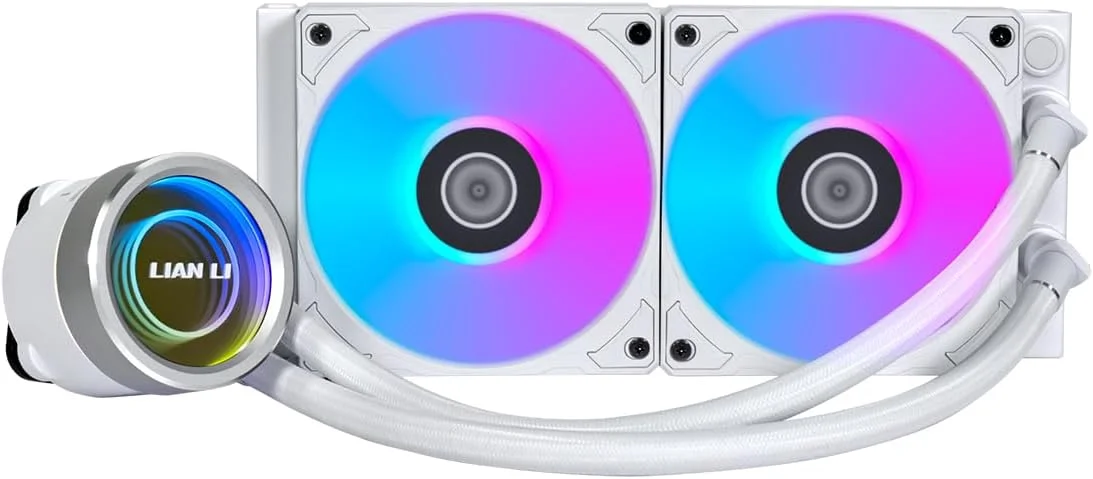 خنک کننده مایع پردازنده لیان لی Galahad II Trinity 240 ARGB - سفید - رادیاتور 240 میلی متری، فن های با کارایی بالا، نورپردازی RGB آدرس پذیر، قابلیت اتصال زنجیره ای - سازگار با LGA 1700/1200/115X/AMD AM5/AM4