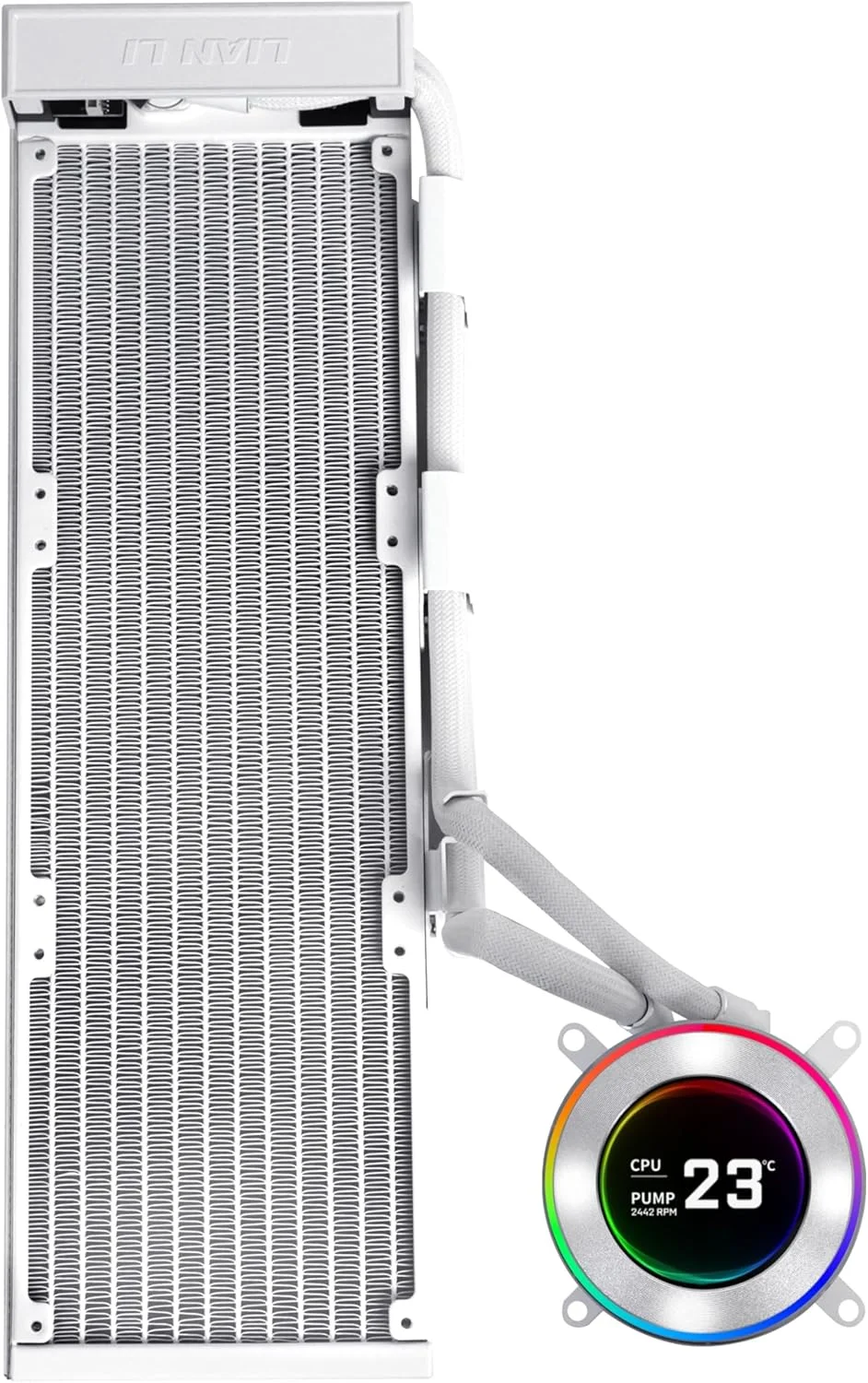 خنک کننده مایع پردازنده لیان لی Hydroshift II 360 - مسیر خنک کننده لوله ای انعطاف پذیر - صفحه نمایش 2.1 اینچی IPS LCD - 3 حالت کنترل - مناسب برای اکثر فن های کامپیوتر - LGA 1851/1700, AMD AM5/AM4 - مشکی (HS2LCD36W)