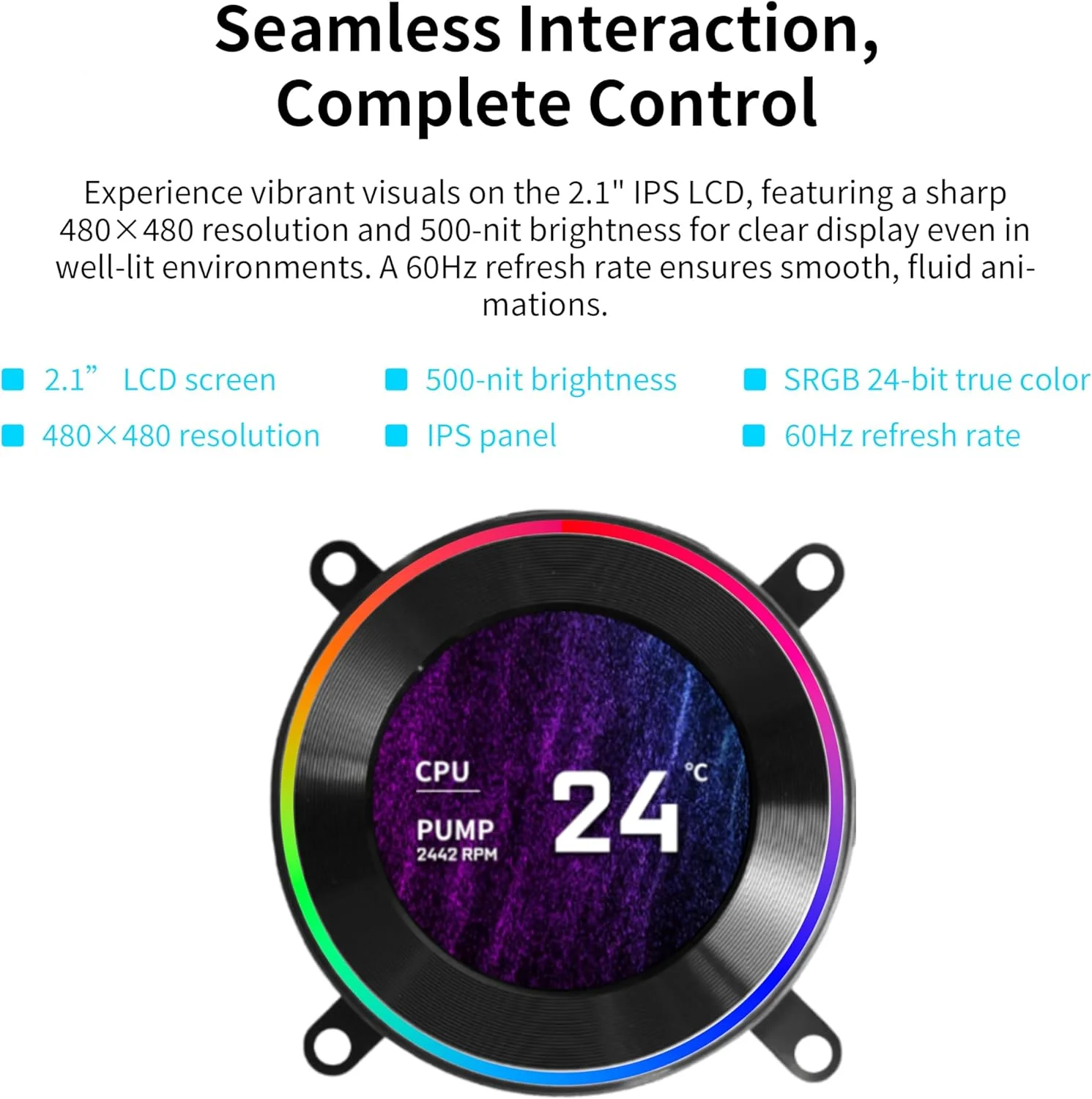 خنک کننده مایع پردازنده لیان لی Hydroshift II 360 CL RGB - خنک کننده AIO 360 میلی متری - 3 عدد فن 120 RGB - صفحه نمایش 2.1 اینچی IPS LCD - 3 حالت کنترل - بست لوله های انعطاف پذیر - LGA 1851/1700, AMD AM5/AM4 - سفید (HS2LCD36RW)