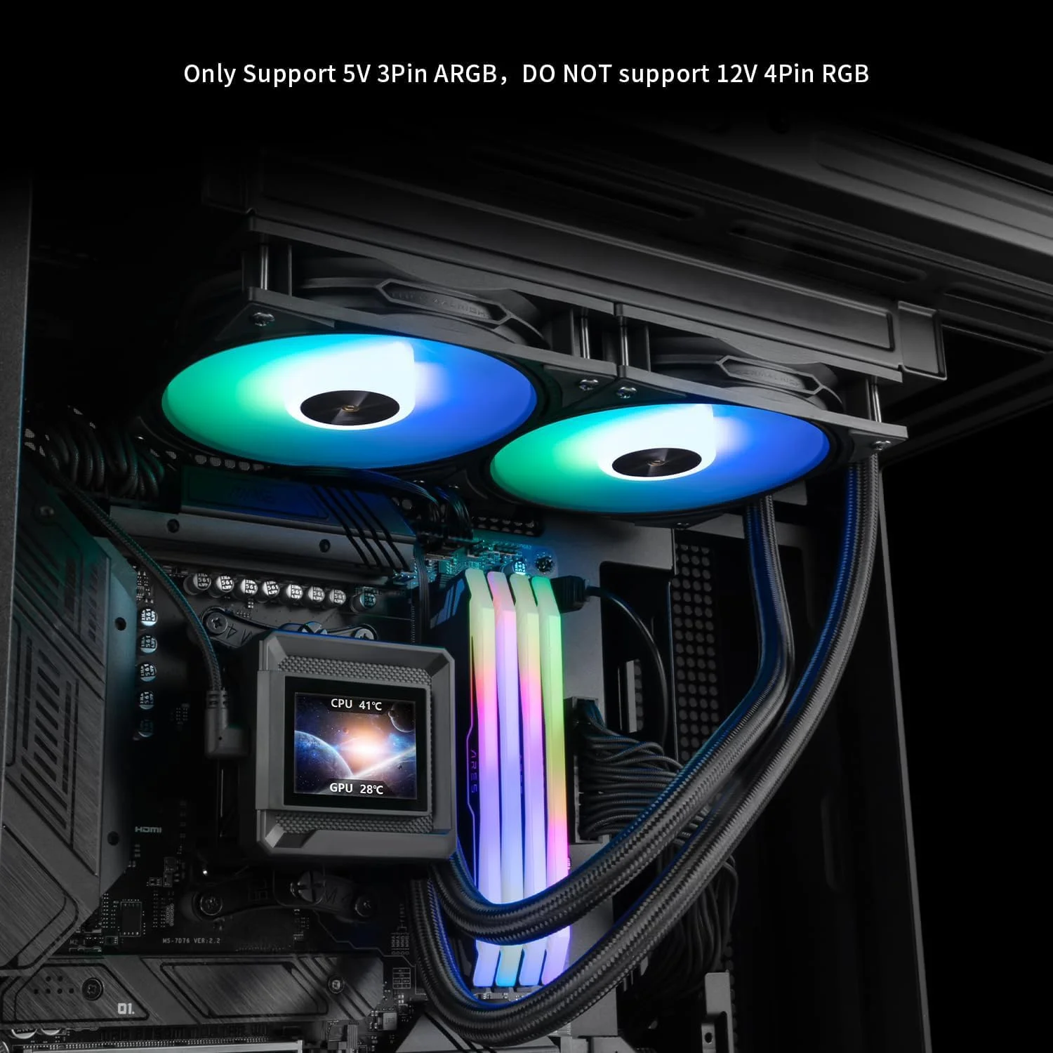 خنک کننده مایع پردازنده ARGB با هسته مایع، رادیاتور برتر و فن های ARGB 120 میلی متری، براکت های LGA 1700 و AM5 (240L) خنک کننده مایع پردازنده ARGB با هسته مایع، رادیاتور برتر و فن های ARGB 120 میلی متری، براکت های LGA 1700 و AM5 (240L)