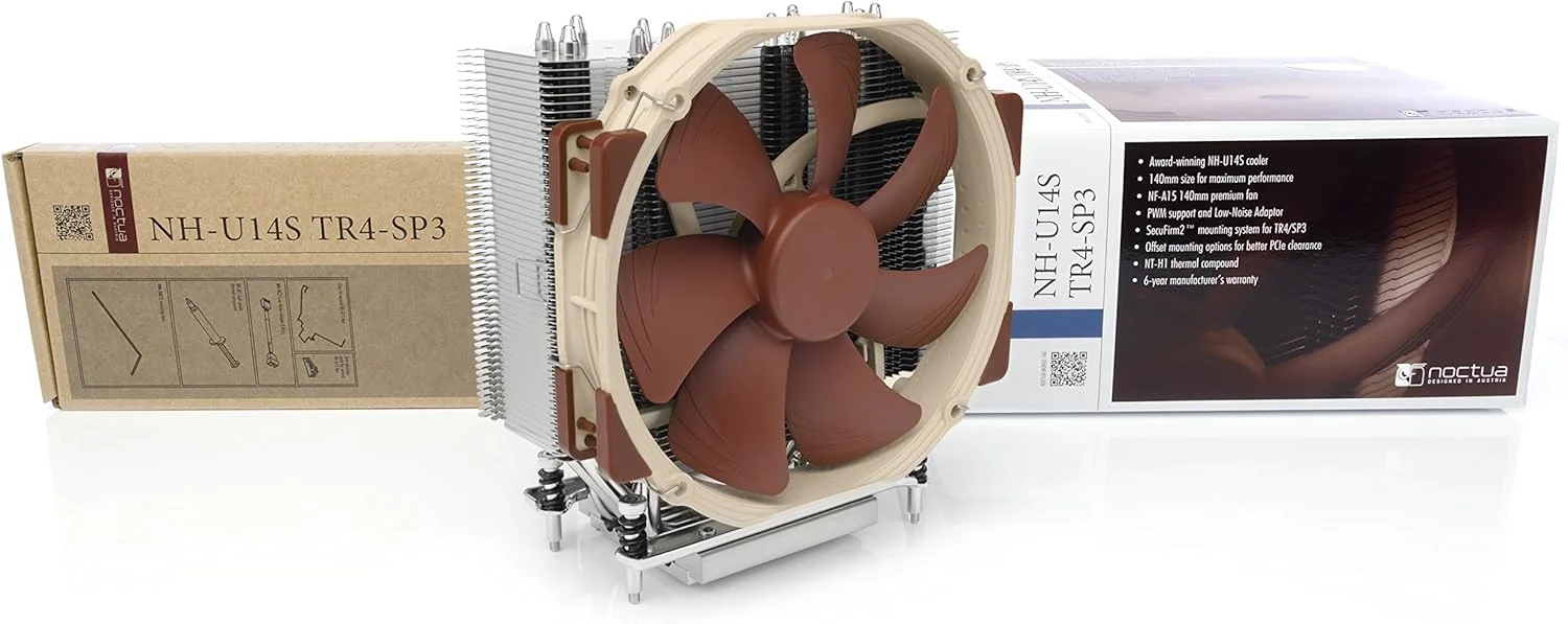 خنک کننده پردازنده ممتاز Noctua NH-U14S TR4-SP3 برای AMD sTRX4/TR4/SP3 (140mm، قهوه ای) خنک کننده پردازنده ممتاز Noctua NH-U14S TR4-SP3 برای AMD sTRX4/TR4/SP3 (140mm، قهوه ای)