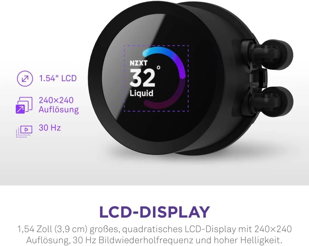 خنک کننده مایع پردازنده NZXT Kraken 280 RGB LCD، 5cm x 5cm، سازگار با کامپیوترهای رومیزی، رادیاتور