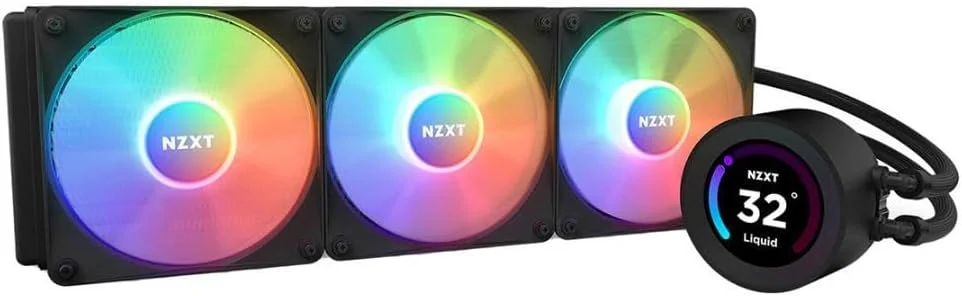 خنک کننده مایع پردازنده NZXT Kraken Elite RGB 360 با رادیاتور 360 میلی‌متری - دارای صفحه نمایش LCD عریض 2.36 اینچی قابل تنظیم برای GIF، تصاویر و معیارهای عملکرد - پمپ با عملکرد بالا - 3 عدد فن F120 RGB Core - مشکی
