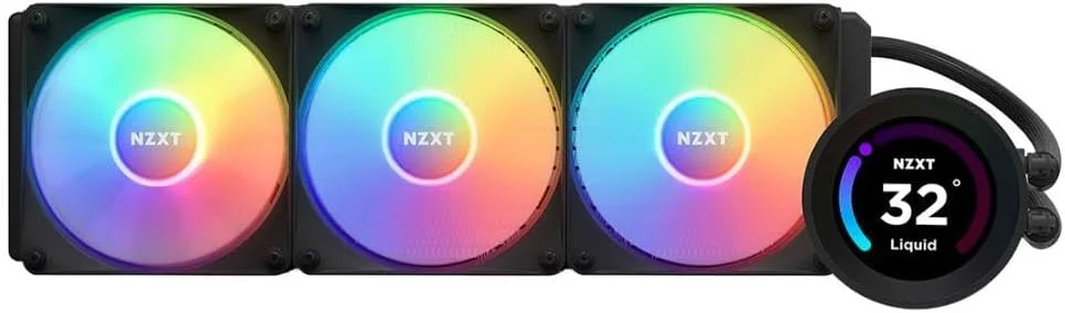 خنک کننده مایع پردازنده NZXT Kraken Elite RGB 360 با رادیاتور 360 میلی‌متری - دارای صفحه نمایش LCD عریض 2.36 اینچی قابل تنظیم برای GIF، تصاویر و معیارهای عملکرد - پمپ با عملکرد بالا - 3 عدد فن F120 RGB Core - مشکی