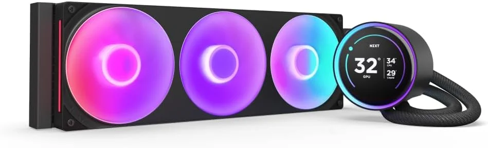 خنک کننده مایع پردازنده NZXT Kraken Elite 360 RGB - رادیاتور 360 میلی متری - فن F360 RGB Core - پمپ توربین LCD IPS 2.72 اینچی قابل تنظیم - Intel® LGA 1700, 1200/115X, 1851 - AMD® AM5, AM4 - مشکی