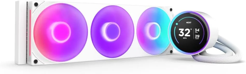 خنک کننده مایع پردازنده NZXT Kraken Elite 360 RGB - رادیاتور 360 میلی متری - فن F360 RGB Core - پمپ توربین LCD IPS 2.72 اینچی قابل تنظیم - Intel® LGA 1700, 1200/115X, 1851 - AMD® AM5, AM4 - سفید