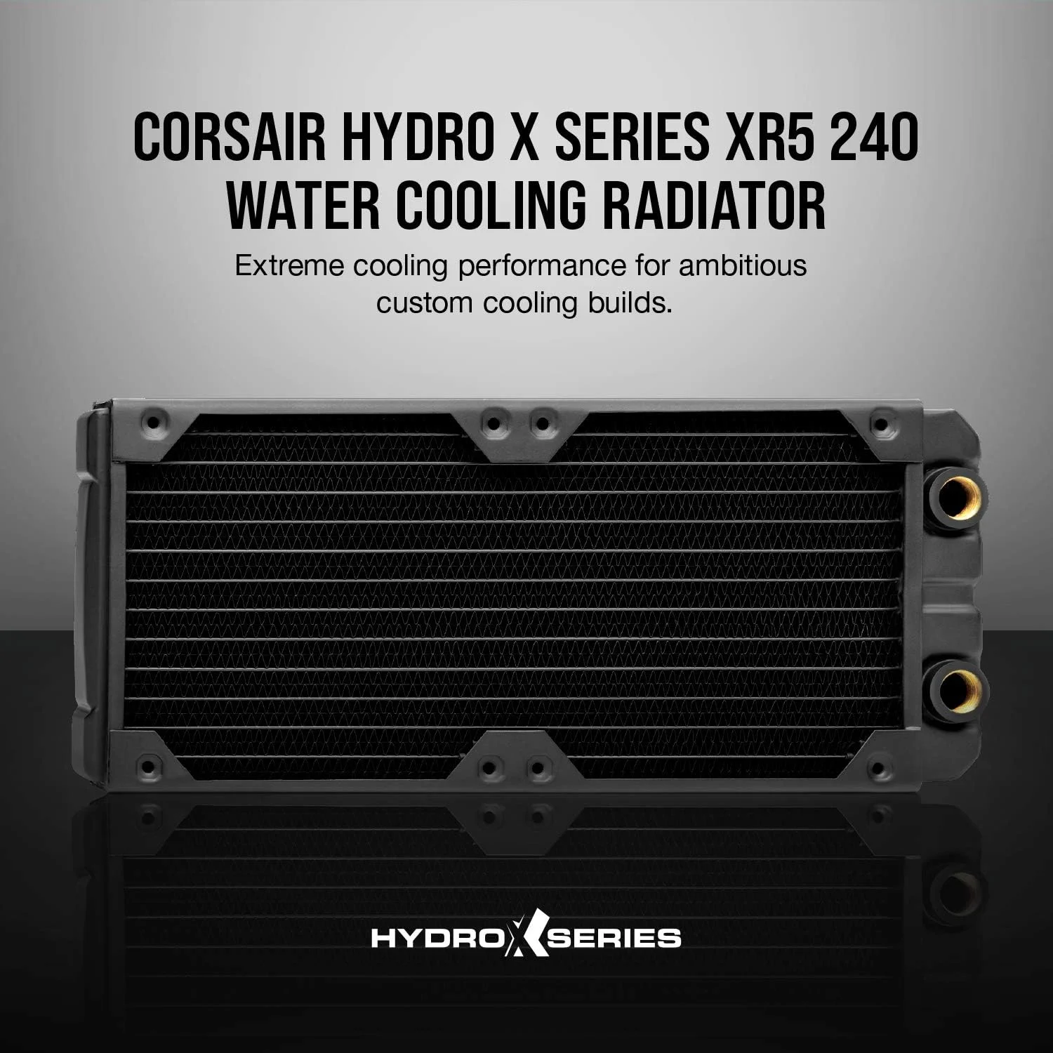 رادیاتور خنک کننده مایع CORSAIR Hydro X Series XR5 240 mm (دو جایگاه فن 120 میلی متری، نصب آسان، ساختار مسی درجه یک، پوشش پلی یورتان، راهنمای پیچ فن یکپارچه) مشکی