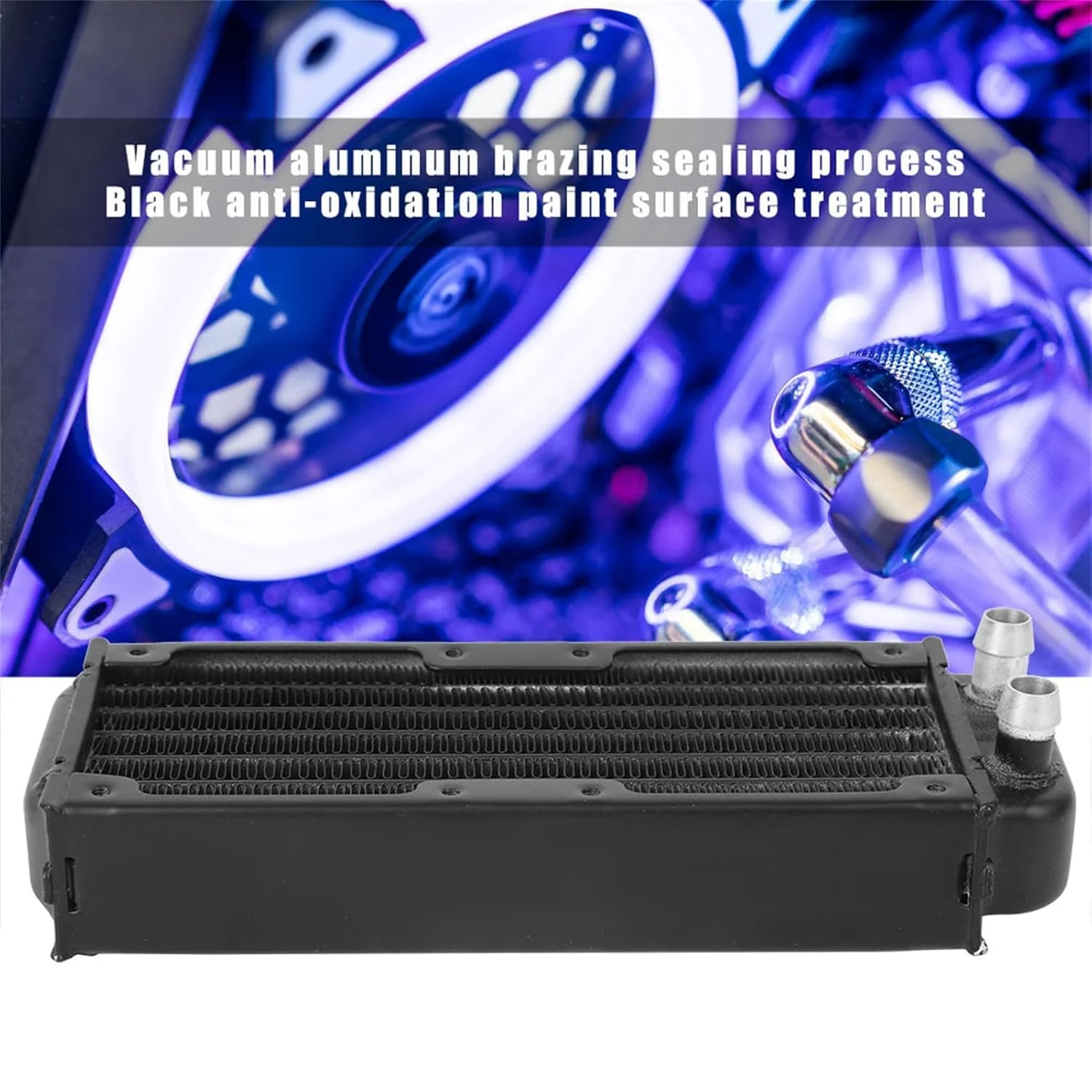 رادیاتور خنک کننده آبی، لوازم جانبی کامپیوتر، آلومینیومی مشکی با پوشش ضد اکسیداسیون، خنک کننده پردازنده، رادیاتور انتقال حرارت برای کامپیوترها و خنک کننده صنعتی