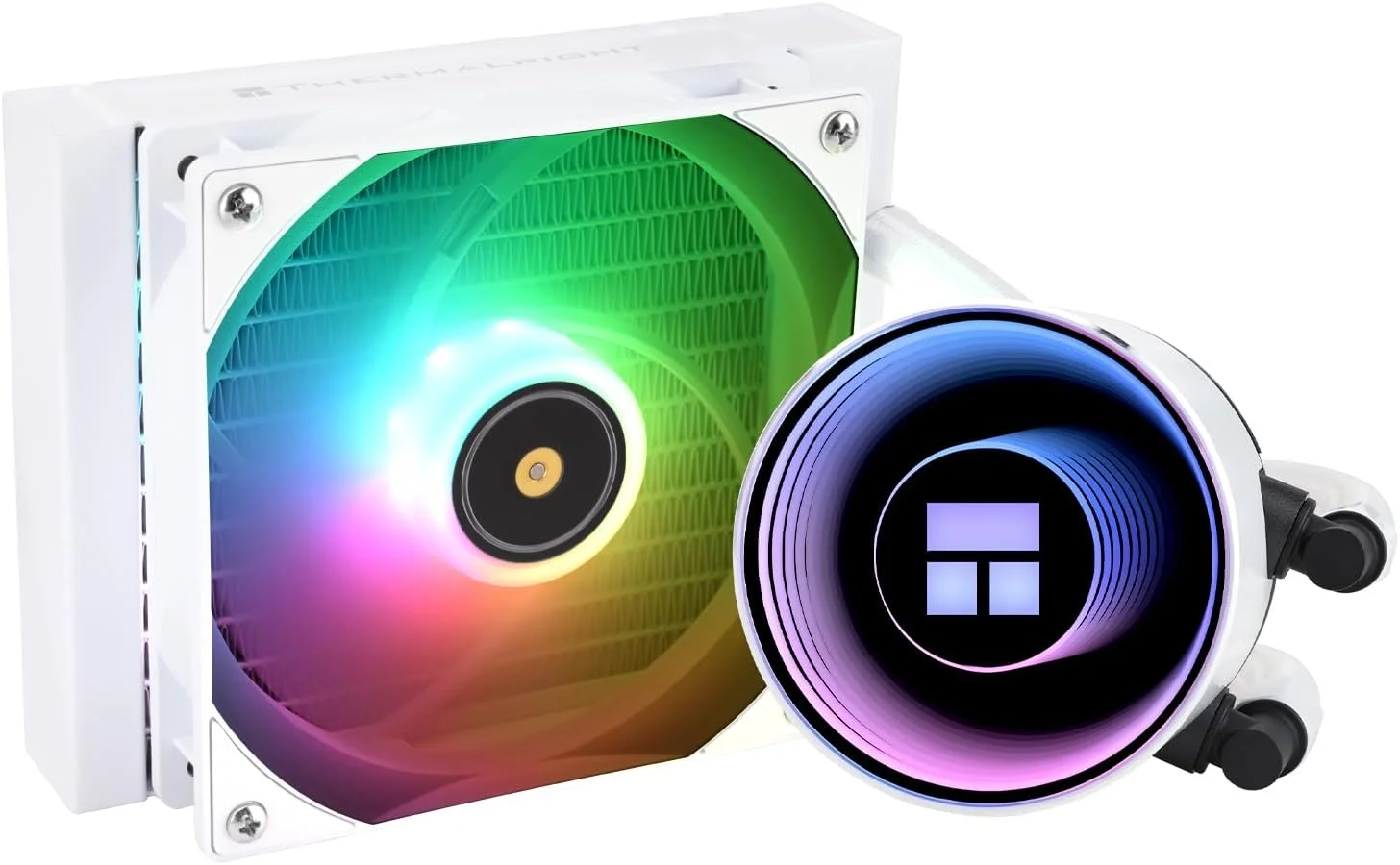 خنک کننده آبی پردازنده Thermalright Frozen Notte 120 ARGB سفید، سیستم خنک کننده آبی پردازنده، هد خنک کننده ARGB، مناسب برای AMD:AM4/AM5، Intel LGA 1700/1851/1150/1151/1200