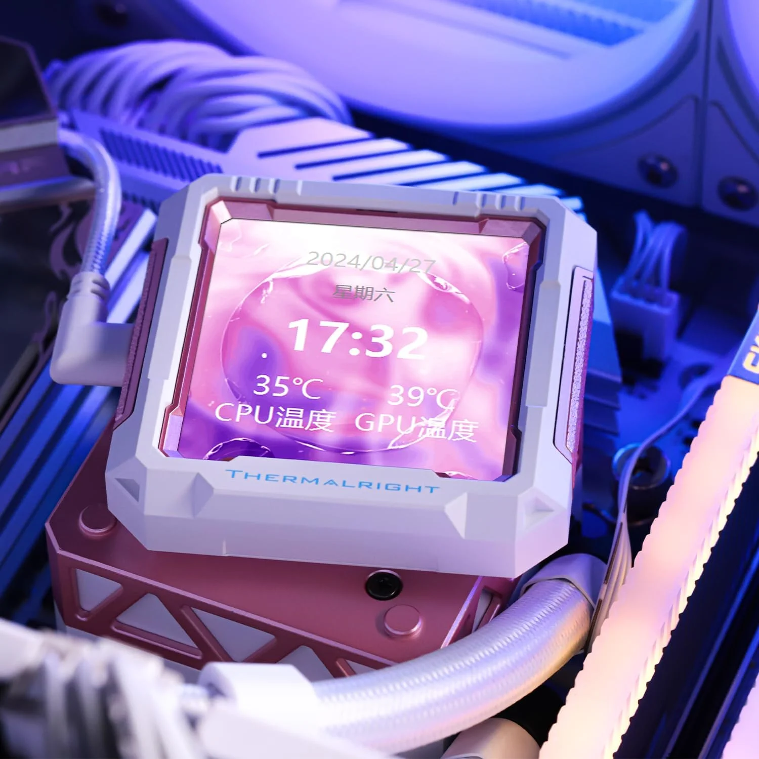 خنک کننده آبی پردازنده Thermalright FW PRO 360 ARGB MEW با فن PWM، سرعت 2000 دور در دقیقه، صفحه نمایش IPS LCD با رزولوشن 320 * 320، خنک کننده مایع پردازنده، برای AM5/Intel 1851/1700، صفحه نمایش 2.73 اینچی