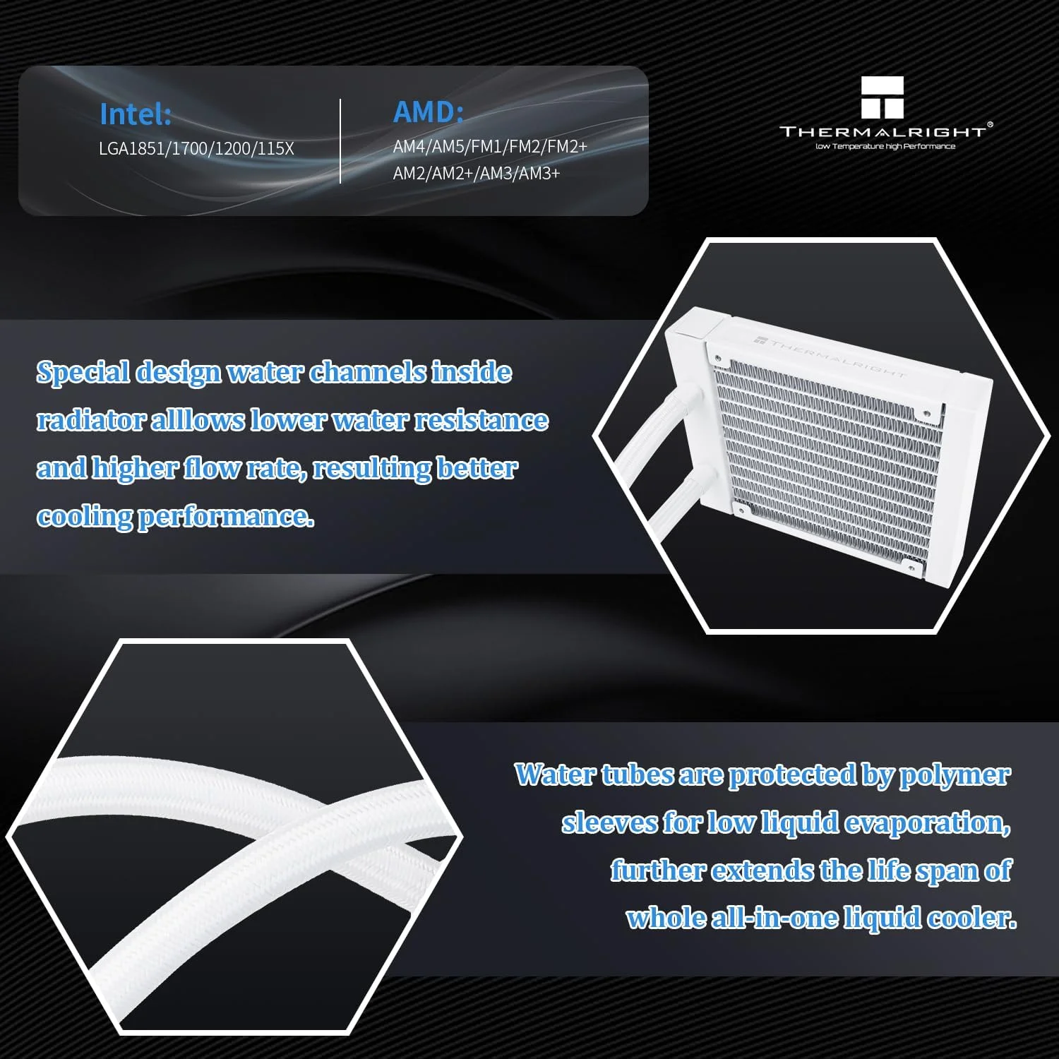 خنک کننده آبی پردازنده Thermalright Frozen Notte 120 ARGB سفید، سیستم خنک کننده آبی پردازنده، هد خنک کننده ARGB، مناسب برای AMD:AM4/AM5، Intel LGA 1700/1851/1150/1151/1200 خنک کننده آبی پردازنده Thermalright Frozen Notte 120 ARGB سفید، سیستم خنک کننده آبی پردازنده، هد خنک کننده ARGB، مناسب برای AMD:AM4/AM5، Intel LGA 1700/1851/1150/1151/1200