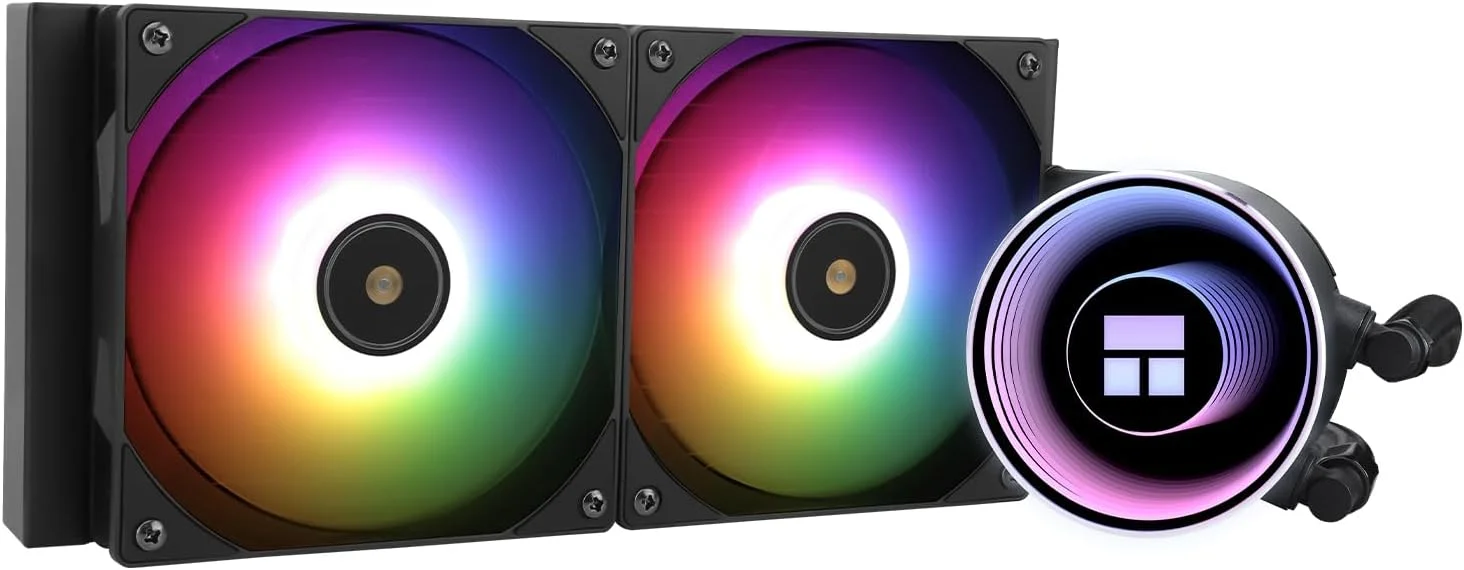 خنک کننده آبی پردازنده Thermalright Frozen Notte 240 Black ARGB، مشخصات خنک کننده پردازنده 240 Black، فن های PWM دوتایی، بلبرینگ های S-FDB V2، مناسب برای AMD/AM4 AM5، Intel LGA 1700/1150/1151/1200/2011