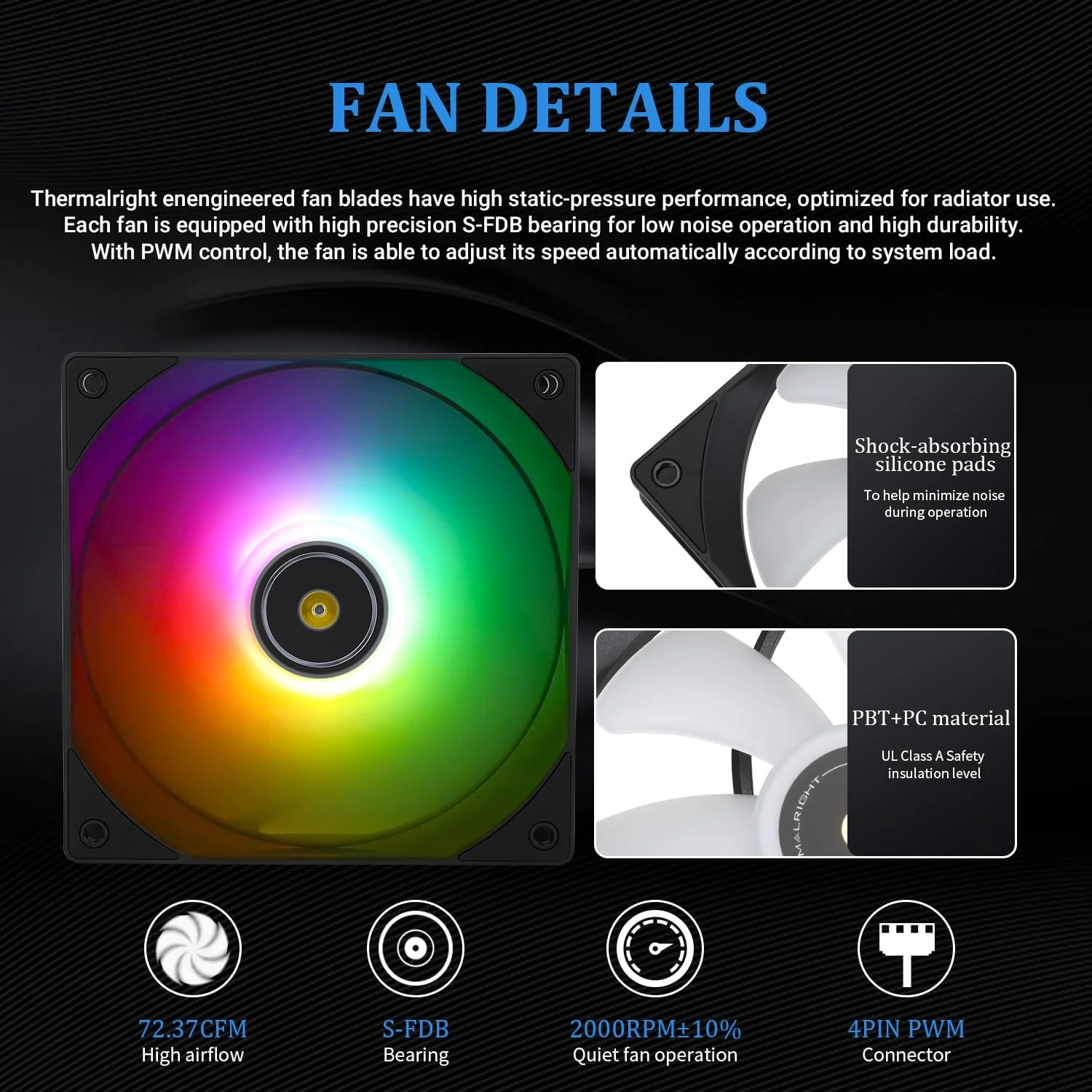 خنک کننده آبی پردازنده Thermalright Frozen Notte 240 Black ARGB، مشخصات خنک کننده پردازنده 240 Black، فن های PWM دوتایی، بلبرینگ های S-FDB V2، مناسب برای AMD/AM4 AM5، Intel LGA 1700/1150/1151/1200/2011