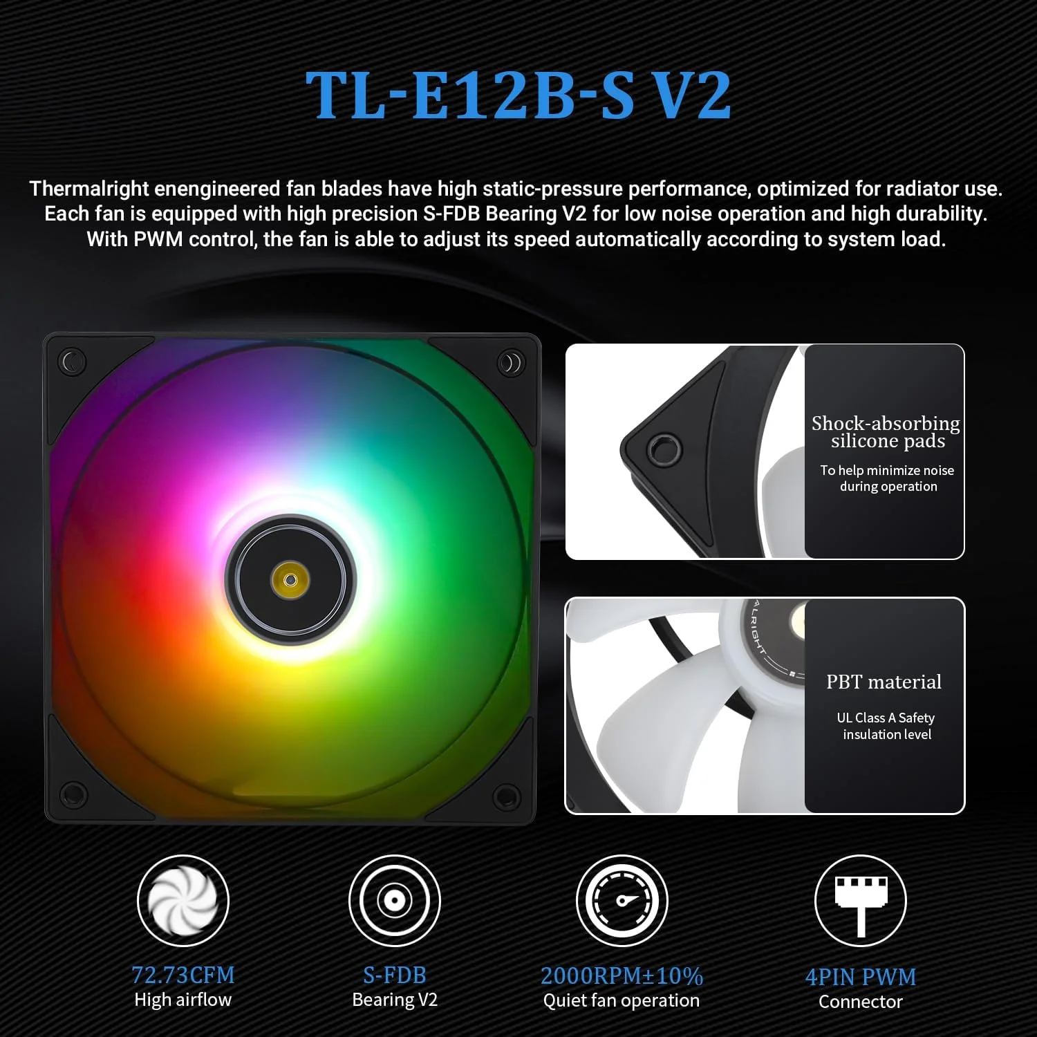 خنک کننده مایع پردازنده Thermalright CORE Vision 360 Black ARGB با فن PWM، سرعت 2000 دور در دقیقه، صفحه نمایش IPS LCD با رزولوشن 480 * 480، خنک کننده مایع پردازنده، برای AM5/Intel LGA1851/1700، صفحه نمایش 2.1 اینچی