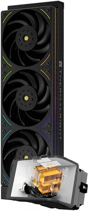 خنک کننده مایع پردازنده Thermalright Wonder Vision 360 UB ARGB مشکی، صفحه نمایش منحنی مغناطیسی 6.67 اینچی با رزولوشن 2400x1080، صفحه نمایش AMOLED، خنک کننده مایع پردازنده برای AM4/AM5، Intel lga1700/1851