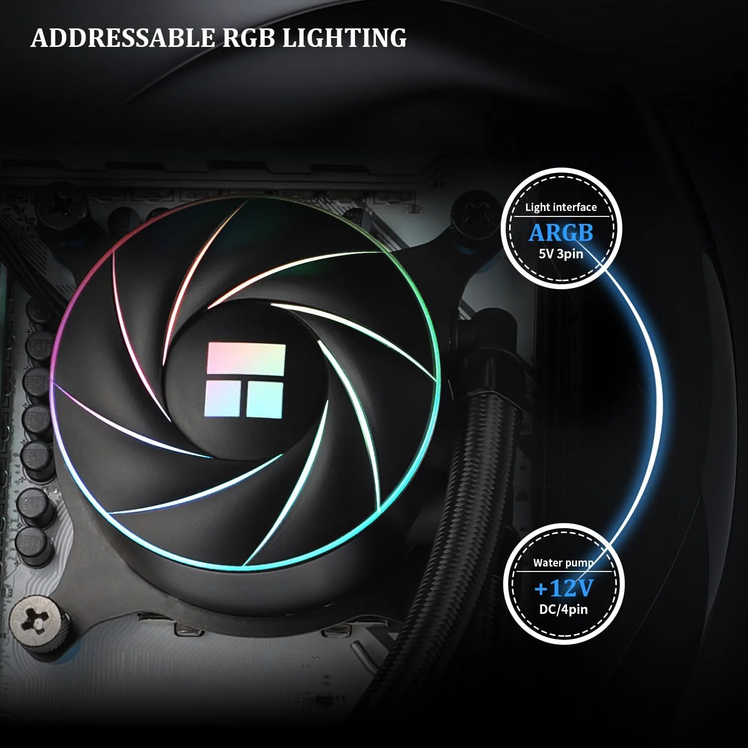 خنک‌کننده آبی پردازنده Thermalright Aqua Elite 360 ARGB V4، همراه با 3 فن PWM ARGB، سرعت 1550 دور در دقیقه، برای AMD/AM4/AM5، Intel LGA1851/1150/1151/1155/1156/1200/2011/1700 (AE360 ARGB V4)