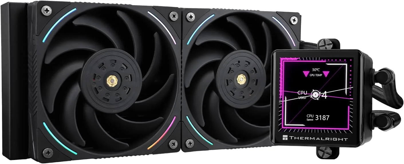 خنک کننده مایع پردازنده Thermalright Frozen Vision 240 مشکی، با 2 فن PWM، صفحه نمایش IPS LCD مربعی 2.88 اینچی برای 480x480 پیکسل، خنک کننده مایع پردازنده کامپیوتر برای AM4/AM5، Intel lga1700/1851/115X