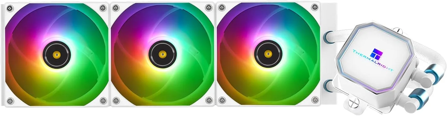 خنک کننده مایع پردازنده Thermalright Frozen Prism360 White ARGB، پمپ کنترل شده PWM کارآمد 3300 دور در دقیقه، 3 عدد فن PWM سری TL-E12، قطعات خنک کننده آبی کامپیوتر، برای AMD AM4/AM5، Intel 1150/1156/1200/1700/2011
