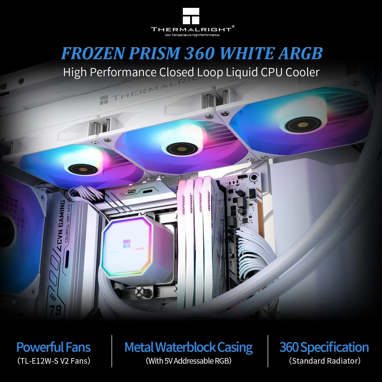 خنک کننده مایع پردازنده Thermalright Frozen Prism360 White ARGB، پمپ کنترل شده PWM کارآمد 3300 دور در دقیقه، 3 عدد فن PWM سری TL-E12، قطعات خنک کننده آبی کامپیوتر، برای AMD AM4/AM5، Intel 1150/1156/1200/1700/2011 خنک کننده مایع پردازنده Thermalright Frozen Prism360 White ARGB، پمپ کنترل شده PWM کارآمد 3300 دور در دقیقه، 3 عدد فن PWM سری TL-E12، قطعات خنک کننده آبی کامپیوتر، برای AMD AM4/AM5، Intel 1150/1156/1200/1700/2011