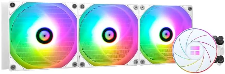 خنک کننده مایع پردازنده THERMALRIGHT Aqua Elite 360 White ARGB، اندازه خنک کننده 360 AIO، 3 عدد فن 120 میلی متری PWM، بلبرینگ های S-FDB، برای AMD/AM4/AM5، Intel LGA1150/1151/1155/1156/1200/2011/1700