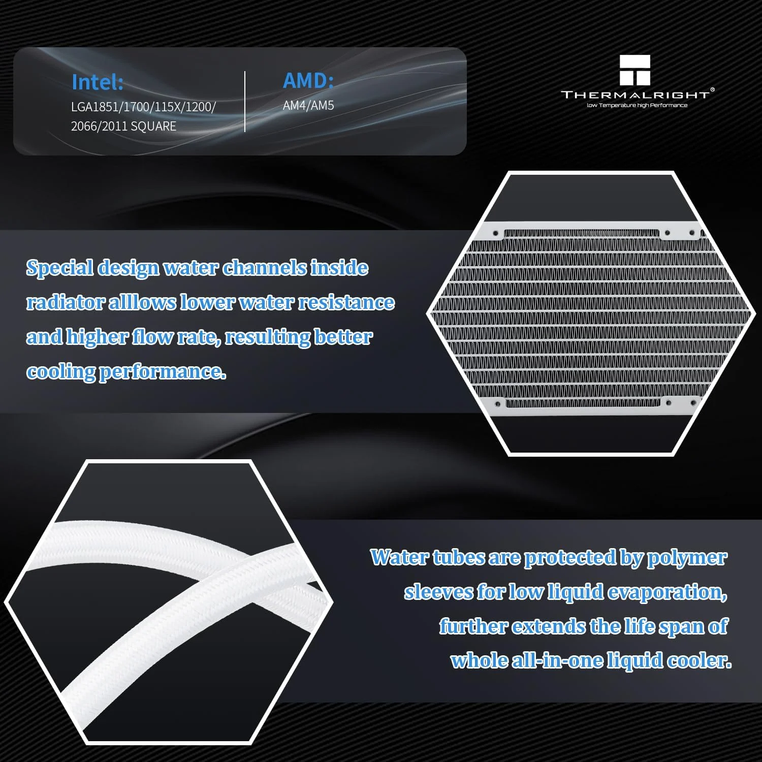 خنک کننده مایع پردازنده Thermalright Frozen Infinity 360 سفید، سه فن PWM با سرعت 2000 دور در دقیقه، خنک کننده Aio پردازنده رومیزی، برای AM4/AM5 و Intel LGA1150/1151/1200/2011/1700/1851، خنک کننده آبی پردازنده کامپیوتر با آینه بی نهایت