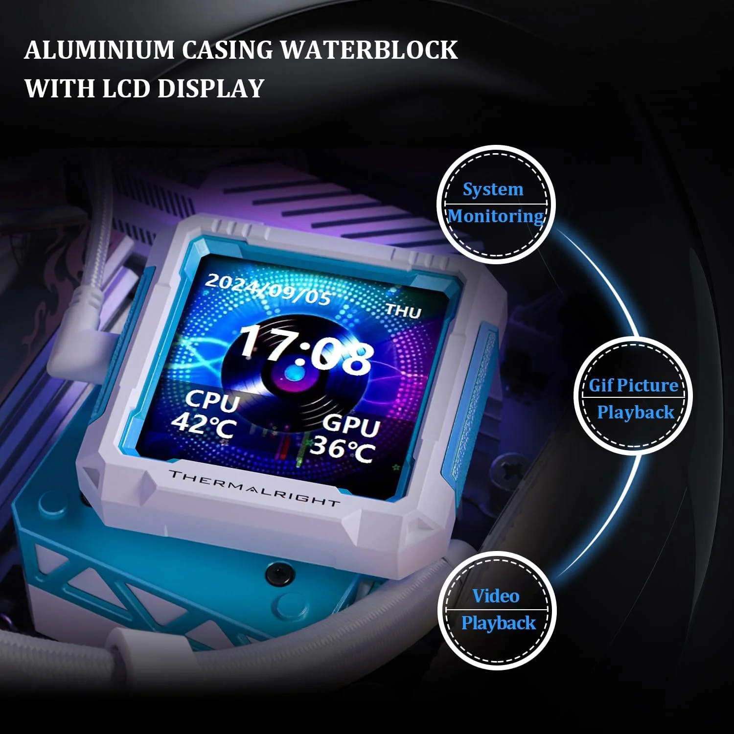 خنک کننده مایع پردازنده Thermalright FW PRO 360 ARGB سفید - 360 میلیمتری AIO، صفحه نمایش IPS LCD با رزولوشن 320 * 320، برای AM4/AM5/Intel LGA1700/1851، صفحه نمایش LCD مغناطیسی 2.73 اینچی برای تصاویر خنک کننده مایع پردازنده Thermalright FW PRO 360 ARGB سفید - 360 میلیمتری AIO، صفحه نمایش IPS LCD با رزولوشن 320 * 320، برای AM4/AM5/Intel LGA1700/1851، صفحه نمایش LCD مغناطیسی 2.73 اینچی برای تصاویر