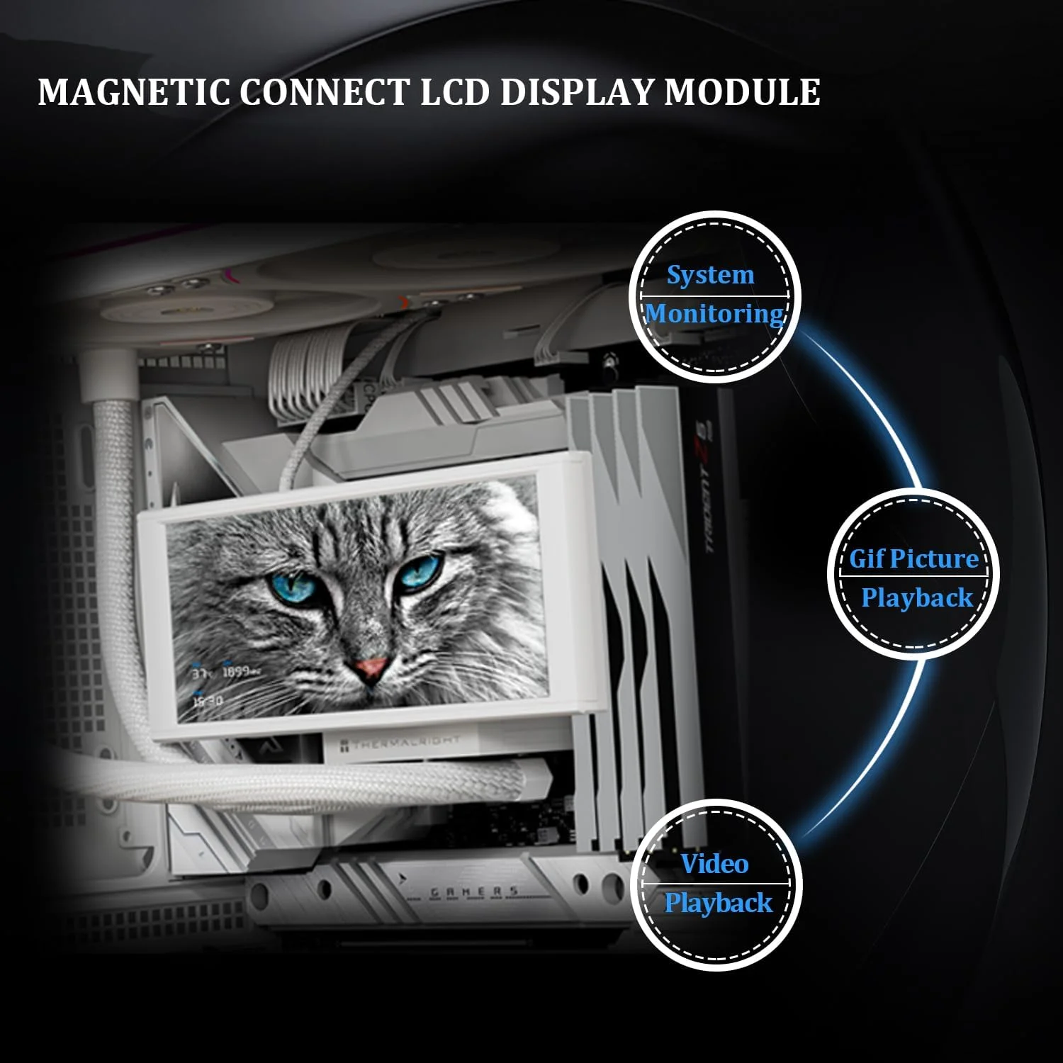 خنک کننده مایع پردازنده Thermalright Trofeo Vision 360 ARGB سفید، صفحه نمایش تمام رنگی 6.86 اینچی LCD با رزولوشن 1280x480، برای AM4/AM5، Intel LGA1851/1700، صفحه نمایش پنل مغناطیسی، تصاویر پویا/ایستا DIY خنک کننده مایع پردازنده Thermalright Trofeo Vision 360 ARGB سفید، صفحه نمایش تمام رنگی 6.86 اینچی LCD با رزولوشن 1280x480، برای AM4/AM5، Intel LGA1851/1700، صفحه نمایش پنل مغناطیسی، تصاویر پویا/ایستا DIY