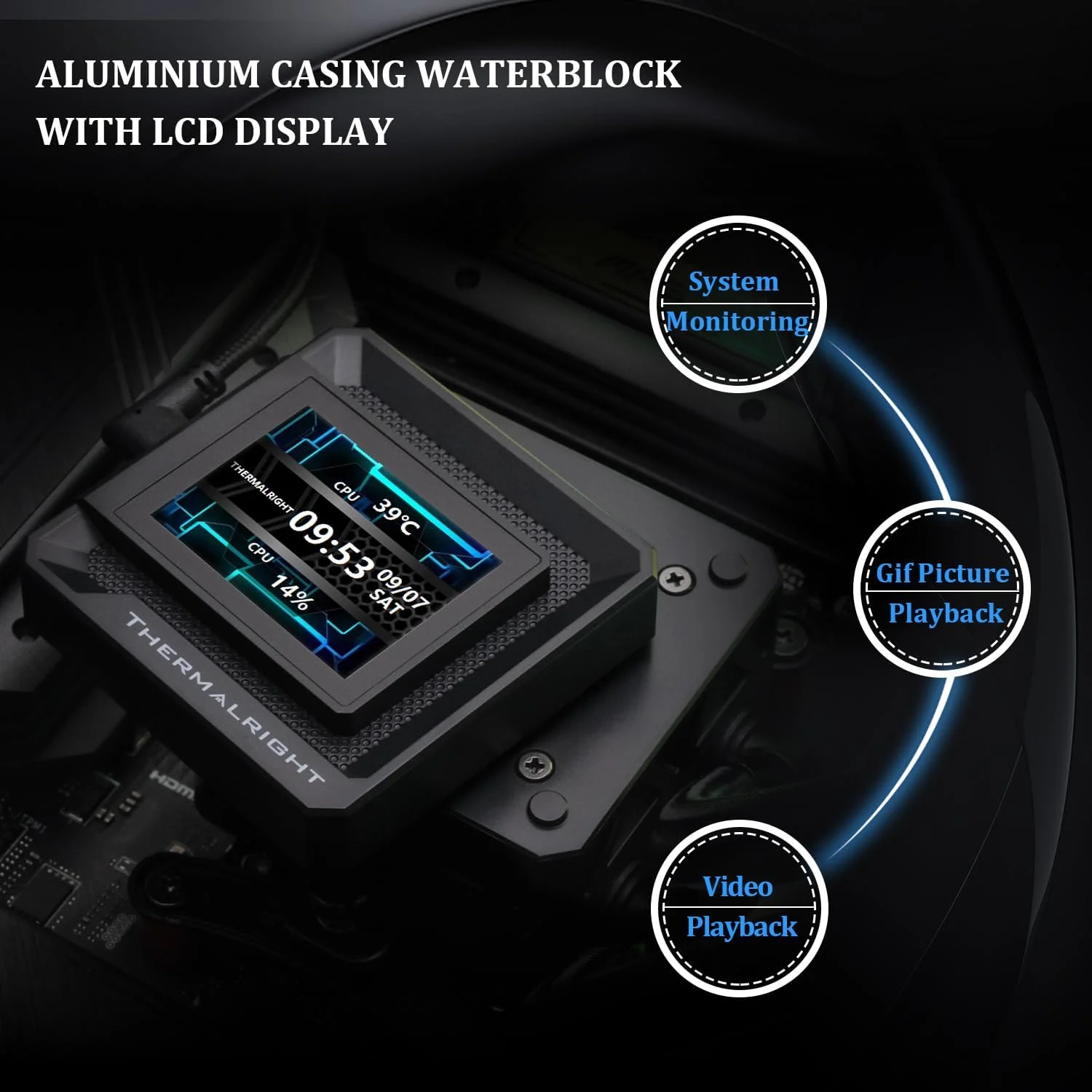 خنک‌کننده مایع پردازنده Thermalright FW SE 240 ARGB مشکی - AIO، صفحه نمایش IPS LCD با رزولوشن 320 * 240، برای AM4/AM5، Intel LGA1700/1851، صفحه نمایش LCD 2 اینچی مغناطیسی برای تصاویر - مشکی، خنک‌کننده آبی پردازنده کامپیوتر