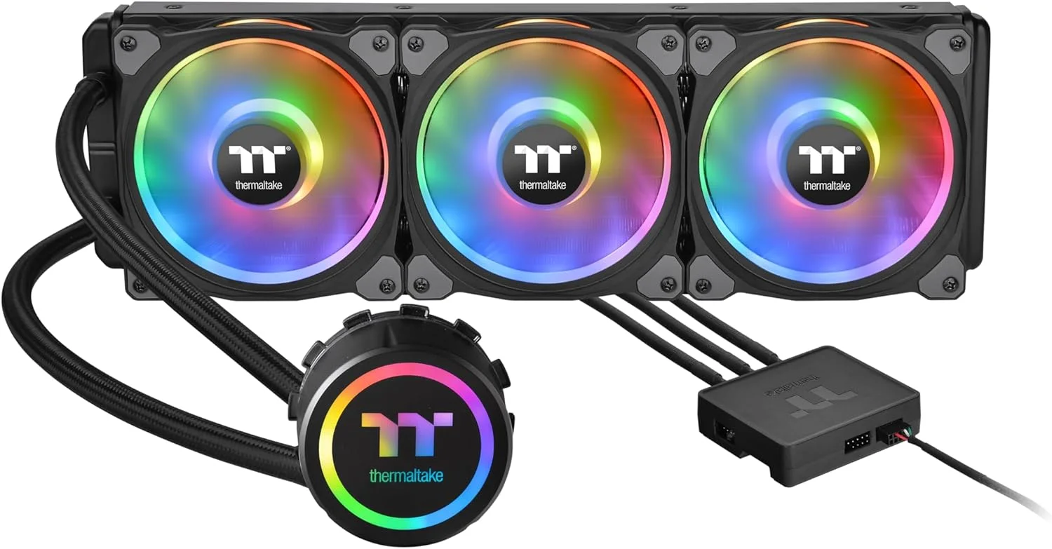 خنک کننده مایع پردازنده Thermaltake Floe Dx RGB 360 Tt Premium Edition با فن های 360 میلی متری، طراحی شده برای مادربردهای AMD و Intel، رنگ مشکی