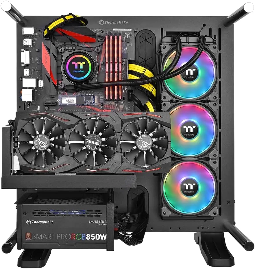 خنک کننده مایع پردازنده Thermaltake Floe Dx RGB 360 Tt Premium Edition با فن های 360 میلی متری، طراحی شده برای مادربردهای AMD و Intel، رنگ مشکی