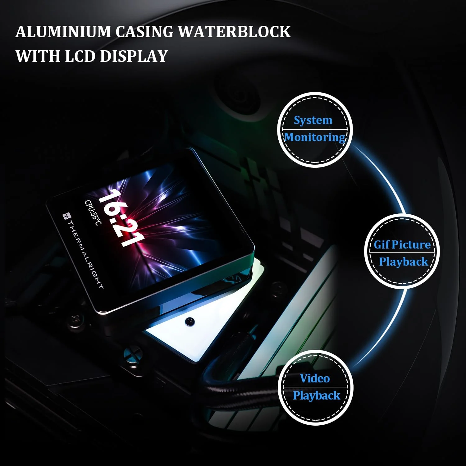 خنک کننده مایع پردازنده Thermalright Grand Vision 240 ARGB مشکی، سیستم خنک کننده آبی با دو فن PWM، صفحه نمایش IPS LCD با رزولوشن 480x480، برای AM4/AM5، Intel LGA1700/1851، خنک کننده مایع پردازنده، صفحه نمایش 3.4 اینچی خنک کننده مایع پردازنده Thermalright Grand Vision 240 ARGB مشکی، سیستم خنک کننده آبی با دو فن PWM، صفحه نمایش IPS LCD با رزولوشن 480x480، برای AM4/AM5، Intel LGA1700/1851، خنک کننده مایع پردازنده، صفحه نمایش 3.4 اینچی