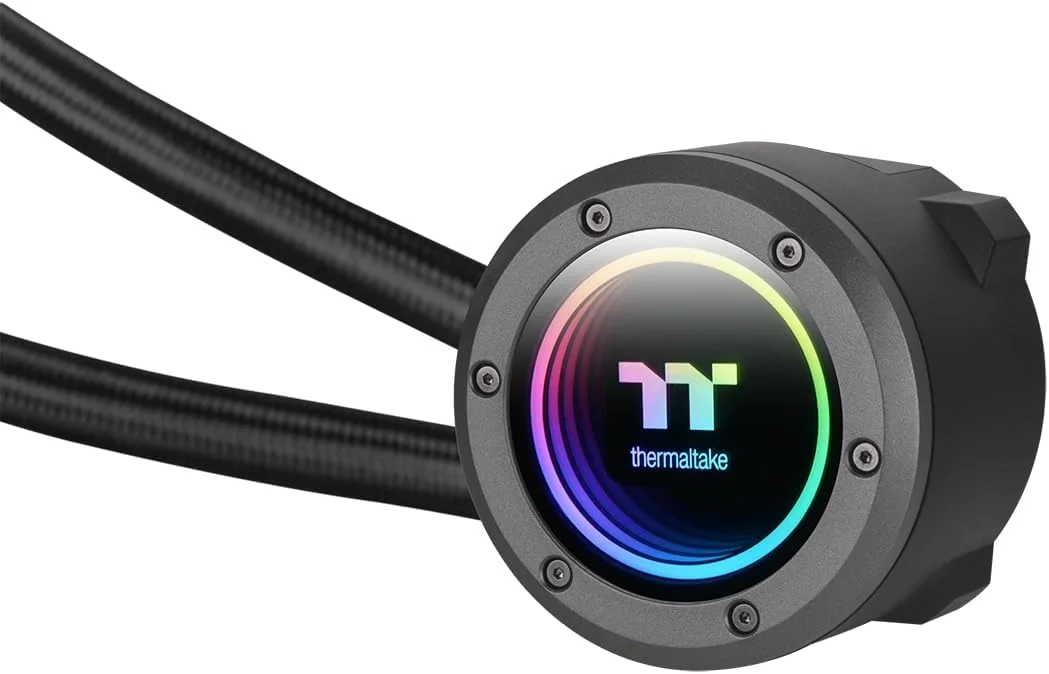 خنک کننده مایع پردازنده Thermaltake TH240 ARGB Sync V2، خنک کننده مایع AIO، فن 120mm*2، PWM 500~2000 RPM، واتر بلاک آینه ای، کنترل همگام سازی ARGB مادربرد - مشکی