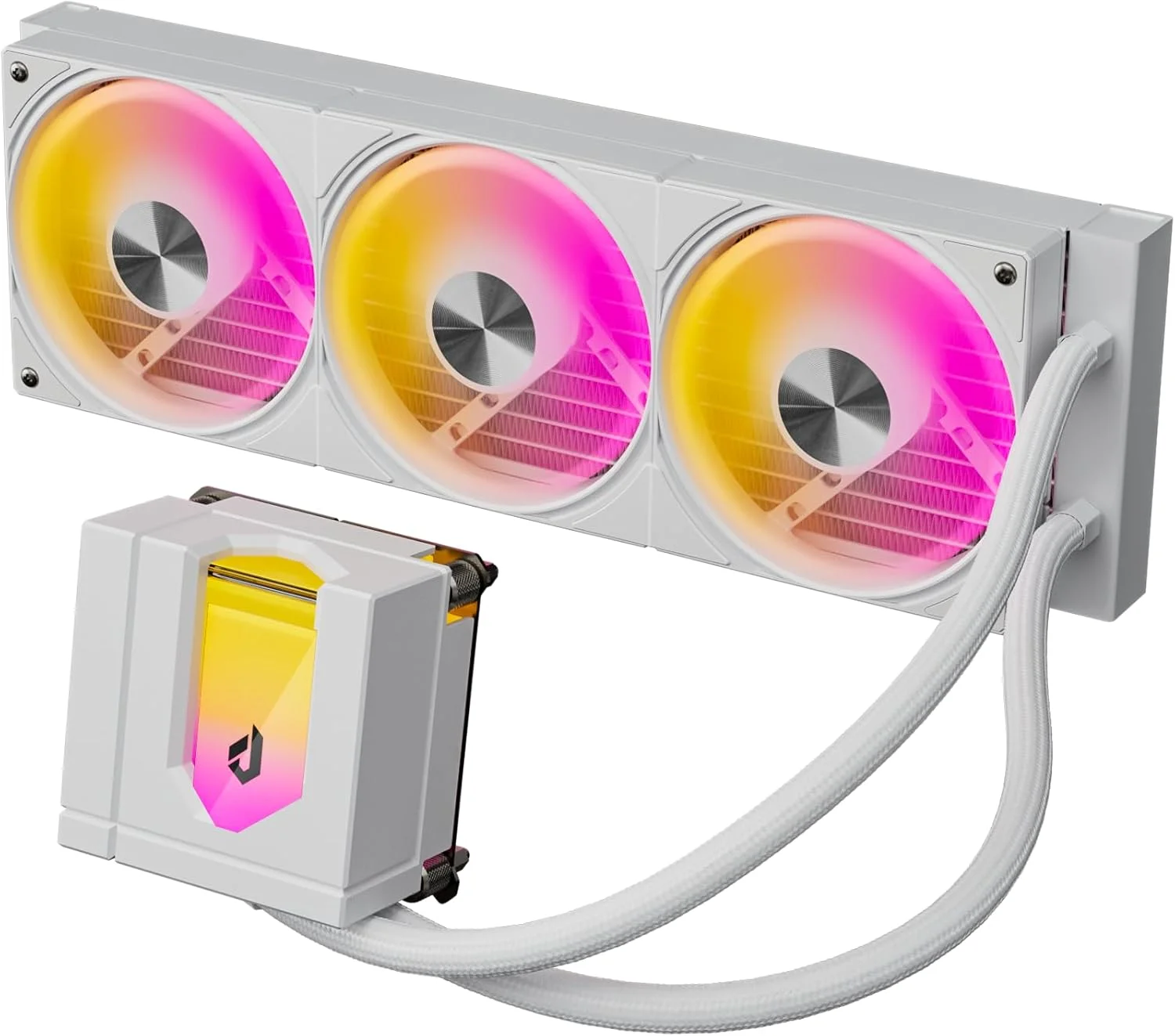 خنک کننده مایع پردازنده upHere E360TC ARGB، خنک کننده AIO 360 میلی متری، سیستم خنک کننده آبی All-in-One، فن U3TC PWM، پوشش پمپ مغناطیسی، TDP 300W، Intel LGA 1851/1700/2011 و AMD AM4/AM5 - سفید