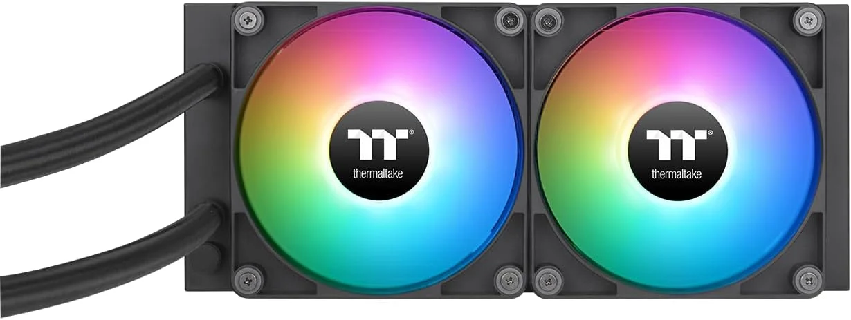 خنک کننده مایع پردازنده Thermaltake TH240 ARGB Sync V2، خنک کننده مایع AIO، فن 120mm*2، PWM 500~2000 RPM، واتر بلاک آینه ای، کنترل همگام سازی ARGB مادربرد - مشکی