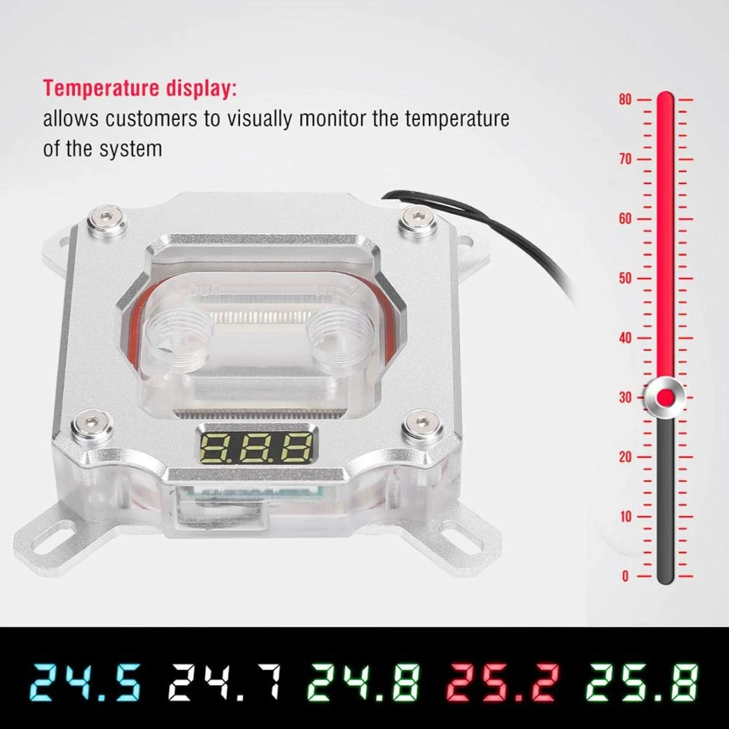 واتربلاک پردازنده مرکزی، کیت خنک کننده آبی، خنک کننده آبی پردازنده مرکزی، بلوک خنک کننده آبی، بلوک خنک کننده آبی کامپیوتر با نمایشگر دما مناسب برای اینتل
