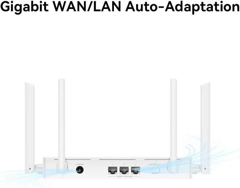 روتر هوآوی AX2، وای فای 6، پشتیبانی از 5 گیگاهرتز تا 1500 مگابیت بر ثانیه، گیمینگ، دو بانده، پوشش وای فای بصری، کنترل والدین، انطباق خودکار گیگابیتی WAN/LAN، پورت های اترنت، MU-MIMO، WPA3