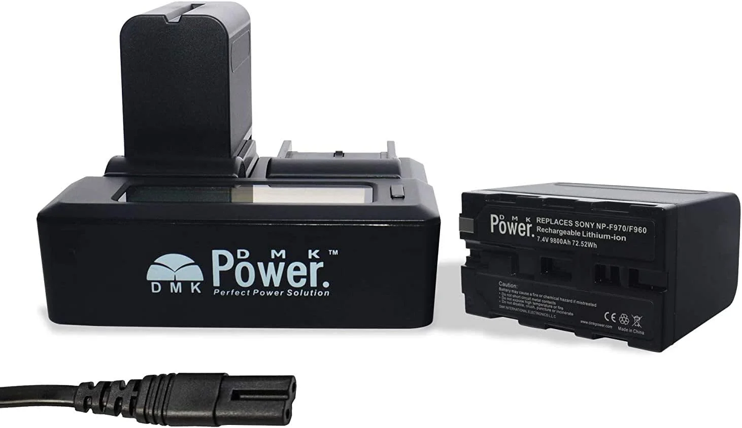 DMK پاور NP-F970/NP-F960 "2 عدد باتری 9800mAh و 1 عدد شارژر دوگانه دیجیتال DC-01", ساخته شده فقط برای چراغ های LED عکس و فیلم و مانیتور (نه برای دوربین ها و دوربین فیلمبرداری)