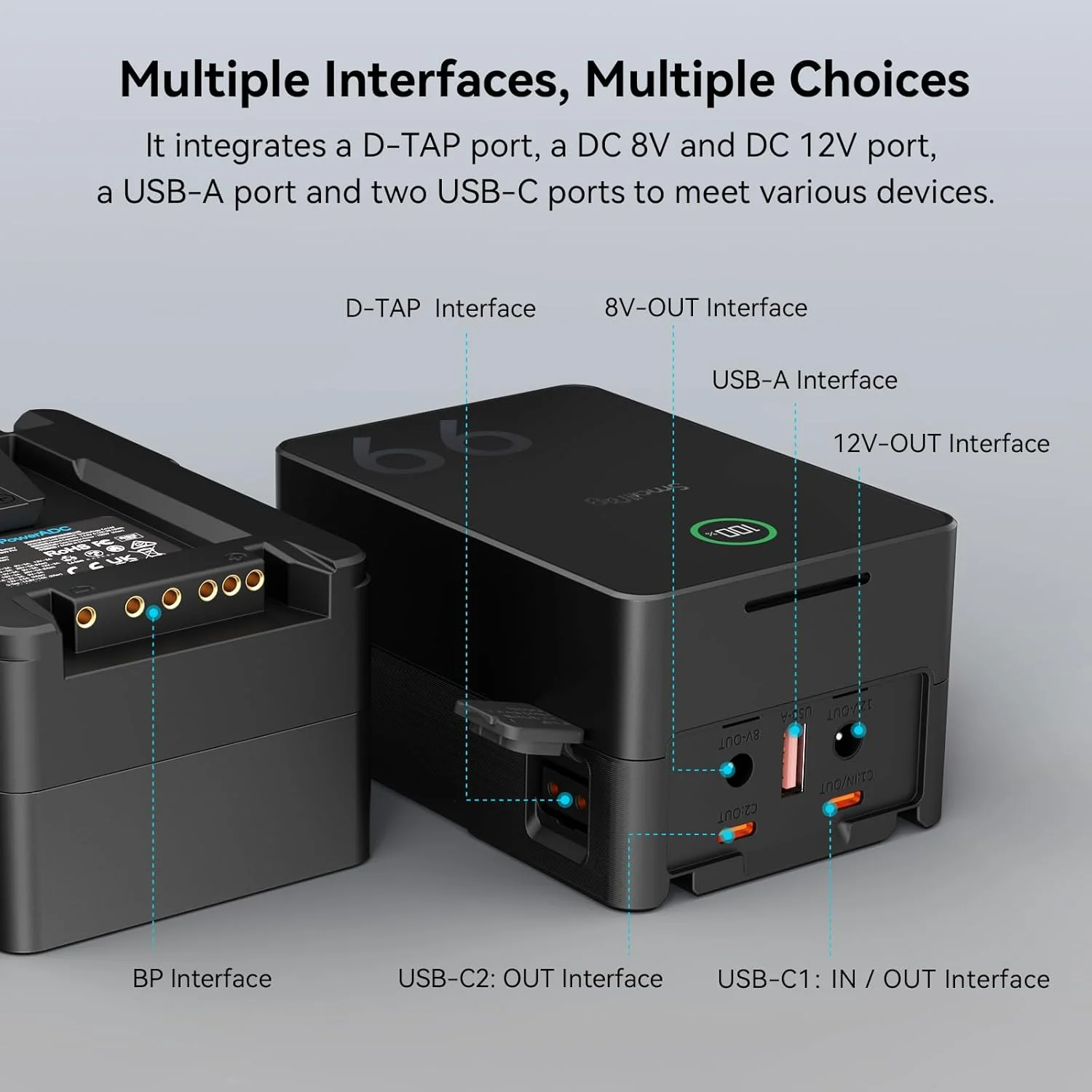 باتری مانت وی اسمال ریگ VB99 Pro 6700mAh 99Wh 14.8V با پشتیبانی از شارژر سریع 100W PD USB-C، دارای پورت D-TAP، دو پورت USB-C، دو پورت DC، USB-A، برای دوربین، فیلمبردار، مانیتور، فیلمساز - 4292 باتری مانت وی اسمال ریگ VB99 Pro 6700mAh 99Wh 14.8V با پشتیبانی از شارژر سریع 100W PD USB-C، دارای پورت D-TAP، دو پورت USB-C، دو پورت DC، USB-A، برای دوربین، فیلمبردار، مانیتور، فیلمساز - 4292