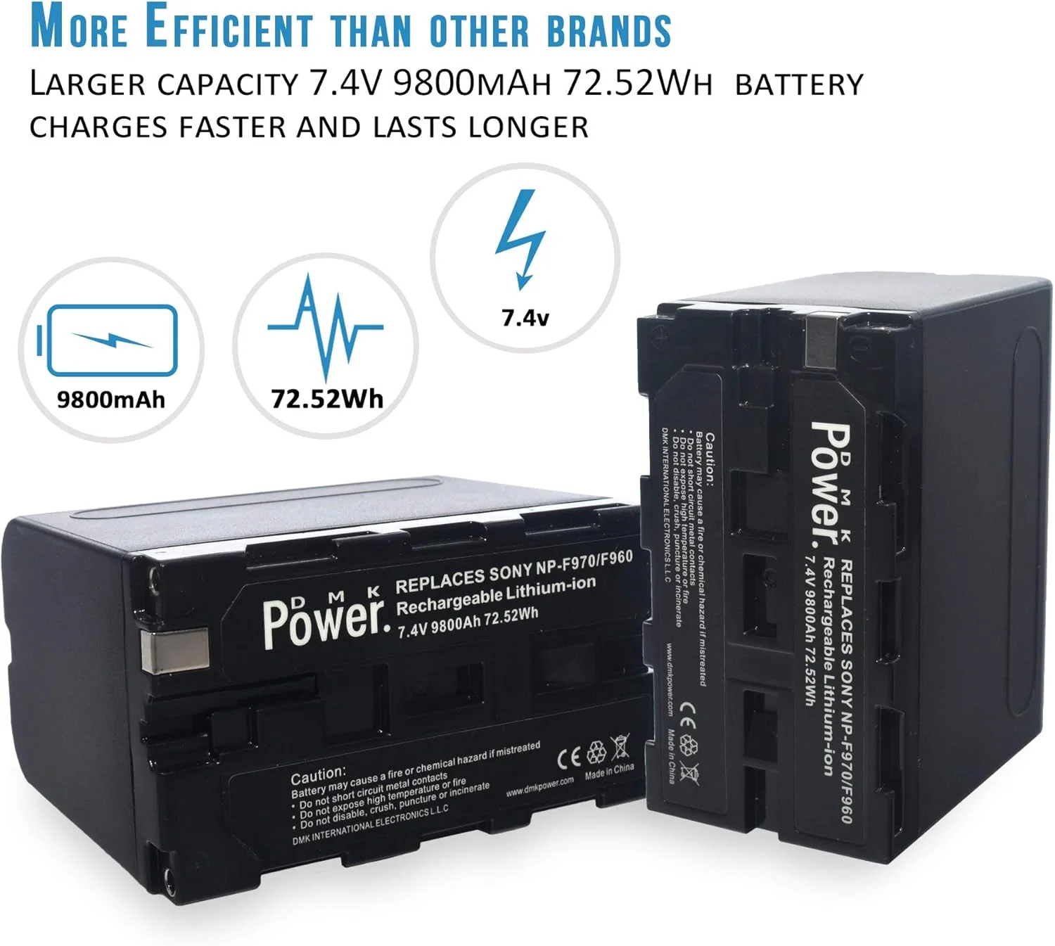 DMK پاور NP-F970/NP-F960 "2 عدد باتری 9800mAh و 1 عدد شارژر دوگانه دیجیتال DC-01", ساخته شده فقط برای چراغ های LED عکس و فیلم و مانیتور (نه برای دوربین ها و دوربین فیلمبرداری) DMK پاور NP-F970/NP-F960 "2 عدد باتری 9800mAh و 1 عدد شارژر دوگانه دیجیتال DC-01", ساخته شده فقط برای چراغ های LED عکس و فیلم و مانیتور (نه برای دوربین ها و دوربین فیلمبرداری)