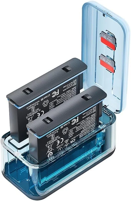 شارژر دوگانه باتری برای Insta360 X5 با نمایشگر LCD، هاب شارژ KASTWAVE با 2 اسلات، سازگار با باتری های Insta360 X5، کیف شارژ قابل حمل با محل نگهداری کارت Micro SD