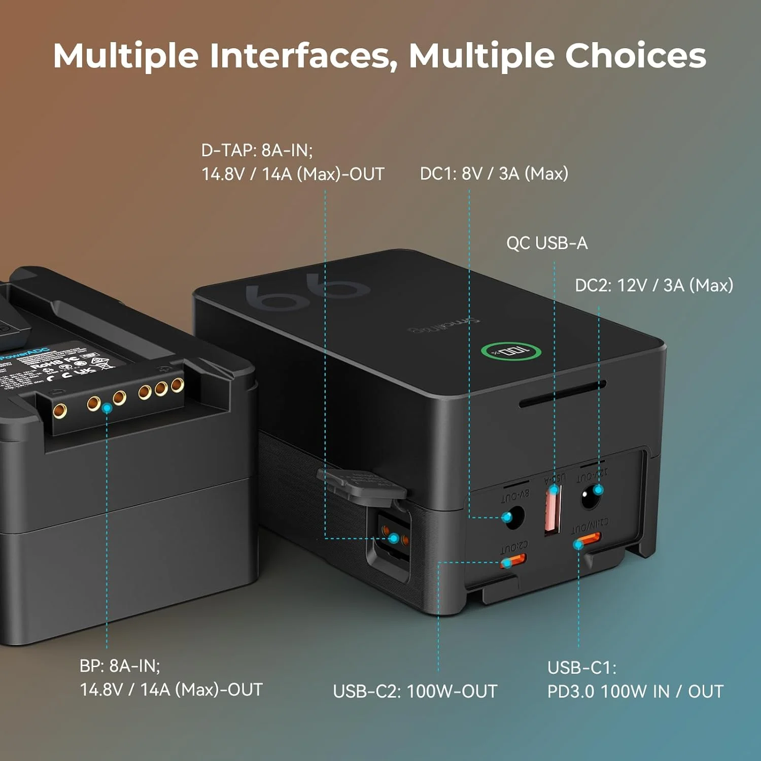 باتری وی-مانت کوچک SmallRig VB99 Pro، باتری 99 وات / 6800 میلی آمپر ساعتی 7 پورت وی-مانت با خروجی 100 وات، شارژ کامل 2.5 ساعته، با نمایشگر هوشمند، کابل شارژ 240 واتی USB-C، برای نور ویدئو، دوربین، دوربین فیلمبرداری، مانیتور باتری وی-مانت کوچک SmallRig VB99 Pro، باتری 99 وات / 6800 میلی آمپر ساعتی 7 پورت وی-مانت با خروجی 100 وات، شارژ کامل 2.5 ساعته، با نمایشگر هوشمند، کابل شارژ 240 واتی USB-C، برای نور ویدئو، دوربین، دوربین فیلمبرداری، مانیتور