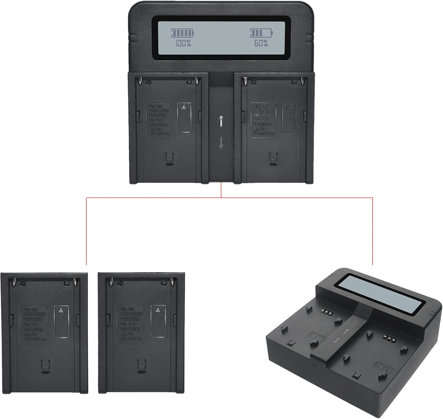 بسته دو عددی باتری DMK Power NP-F970/NP-F960 (9800mAh) به همراه شارژر دوگانه دیجیتال DC-03، مخصوص نورهای LED عکس و فیلم و مانیتور (نه برای دوربین) بسته دو عددی باتری DMK Power NP-F970/NP-F960 (9800mAh) به همراه شارژر دوگانه دیجیتال DC-03، مخصوص نورهای LED عکس و فیلم و مانیتور (نه برای دوربین)