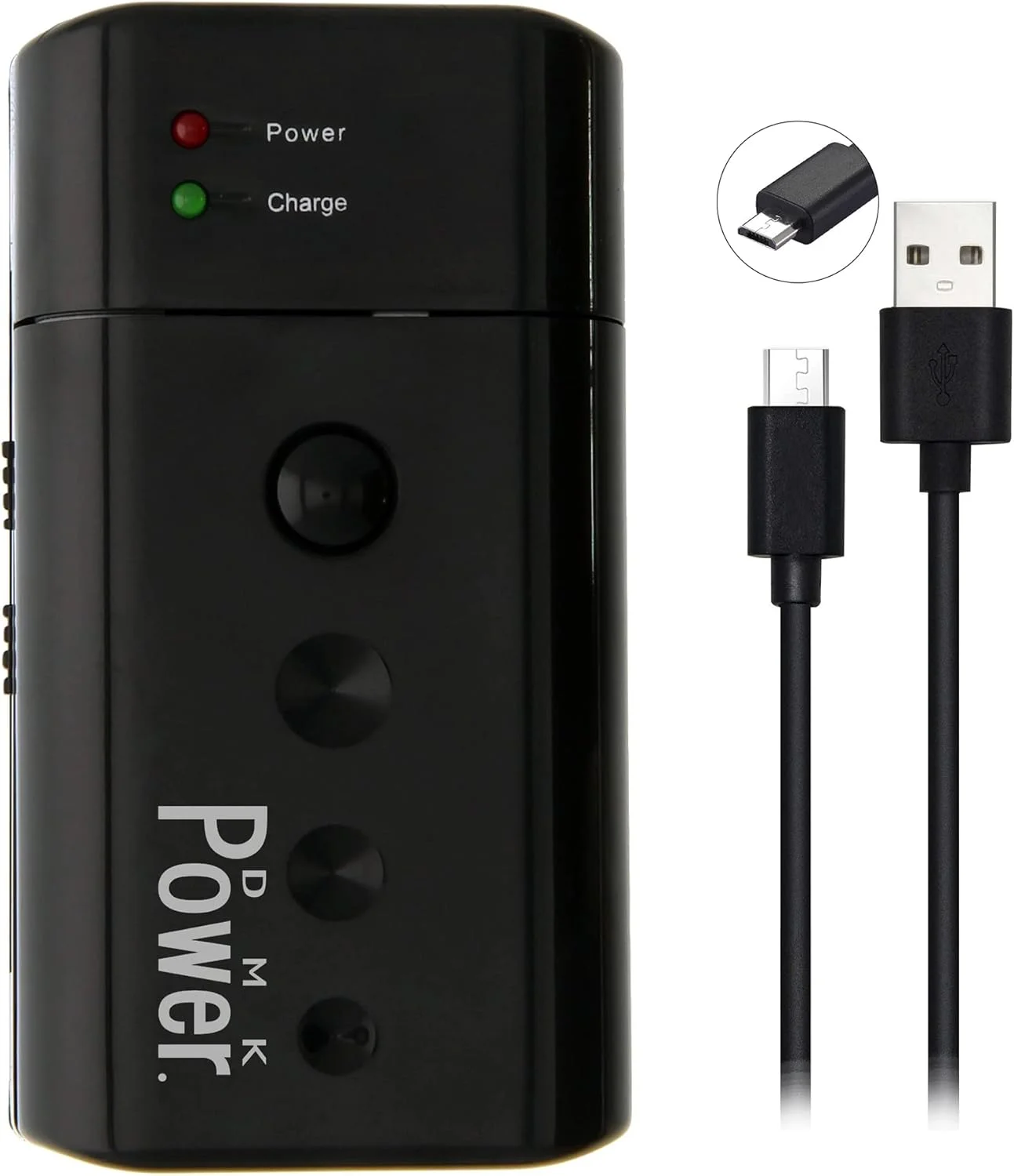 شارژر جهانی میکرو USB مدل DMK Power UC03 LED سازگار با باتری های AA، AAA، لیتیوم یون (Li-Ion) و تمام دوربین ها مانند نیکون، کانن، سونی، پاناسونیک، فوجی، لومیکس، المپوس و غیره.