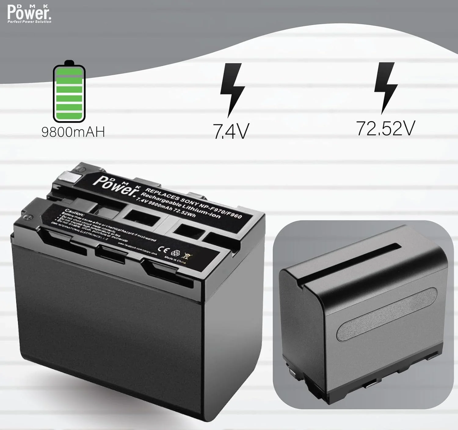 باتری لیتیوم یونی قابل شارژ DMK Power NP-F970 F960 مناسب برای چراغهای ویدئویی LED و مانیتورها، سبک و اندازه های مختلف (فقط برای چراغ/مانیتور، 9800mAh تک بسته) باتری لیتیوم یونی قابل شارژ DMK Power NP-F970 F960 مناسب برای چراغهای ویدئویی LED و مانیتورها، سبک و اندازه های مختلف (فقط برای چراغ/مانیتور، 9800mAh تک بسته)