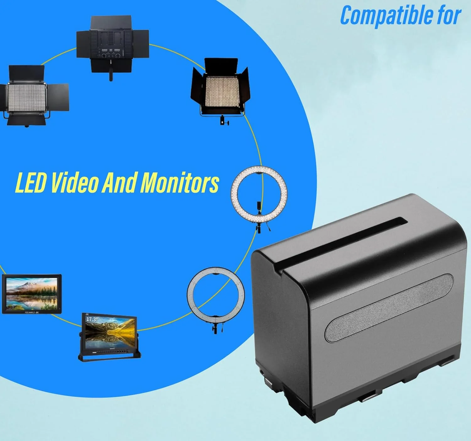 باتری لیتیوم یونی قابل شارژ DMK Power NP-F970 F960 مناسب برای چراغهای ویدئویی LED و مانیتورها، سبک و اندازه های مختلف (فقط برای چراغ/مانیتور، 9800mAh تک بسته) باتری لیتیوم یونی قابل شارژ DMK Power NP-F970 F960 مناسب برای چراغهای ویدئویی LED و مانیتورها، سبک و اندازه های مختلف (فقط برای چراغ/مانیتور، 9800mAh تک بسته)